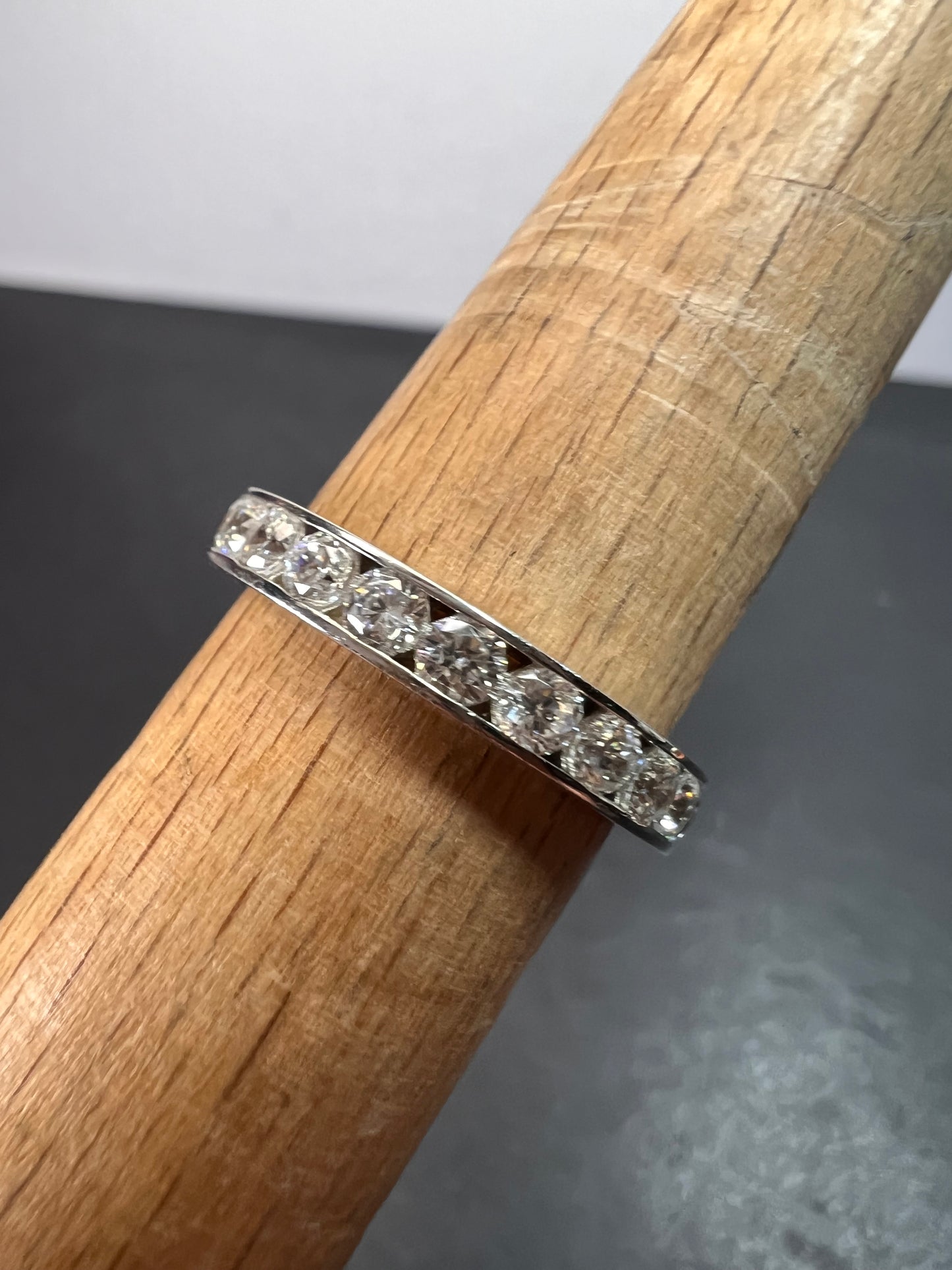 CZ eternity stacker band ring in rhodium over sterling silver size 8