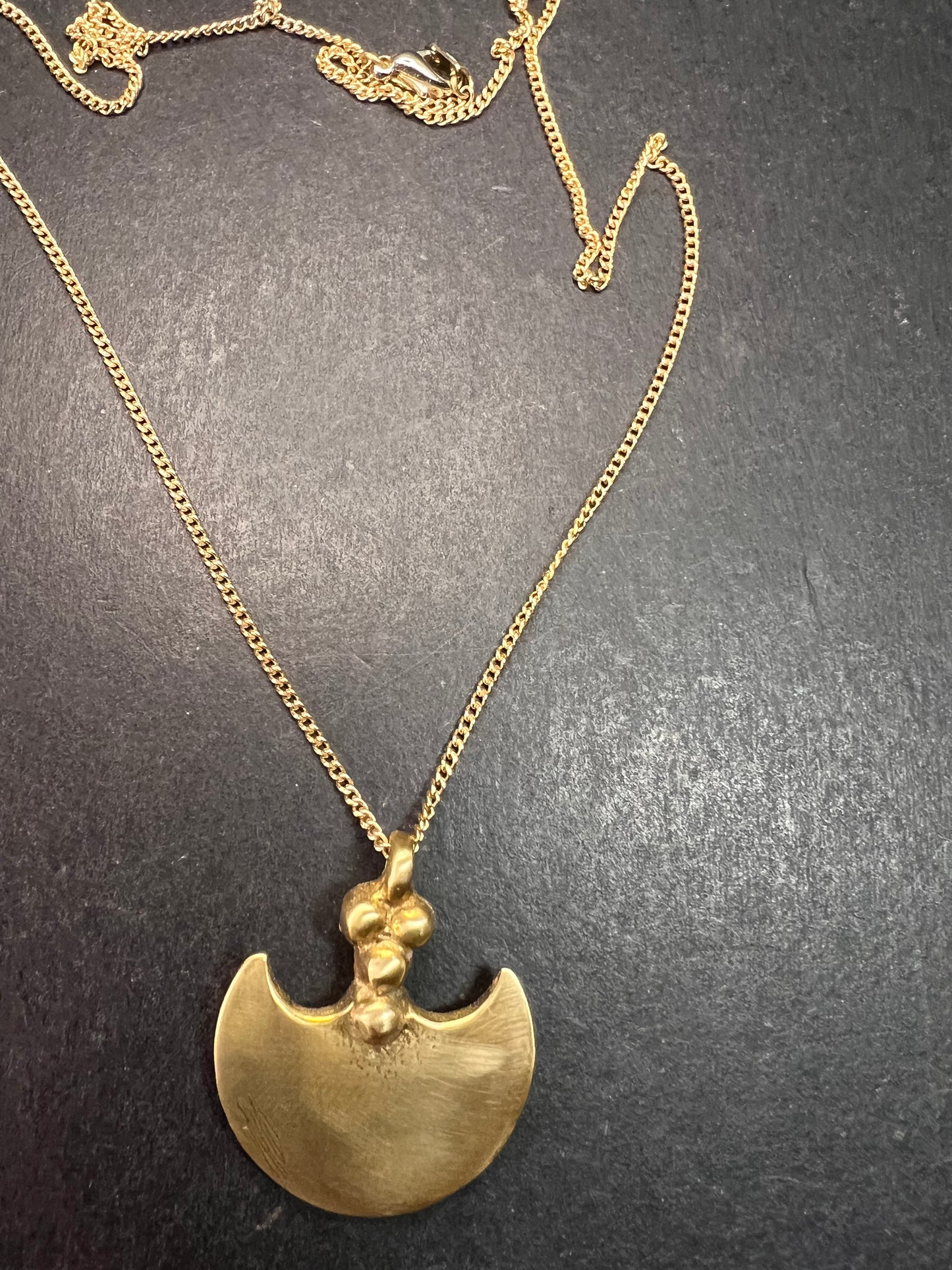 Brass Double Blade Pendant Necklace 18 Inch Artisan Style