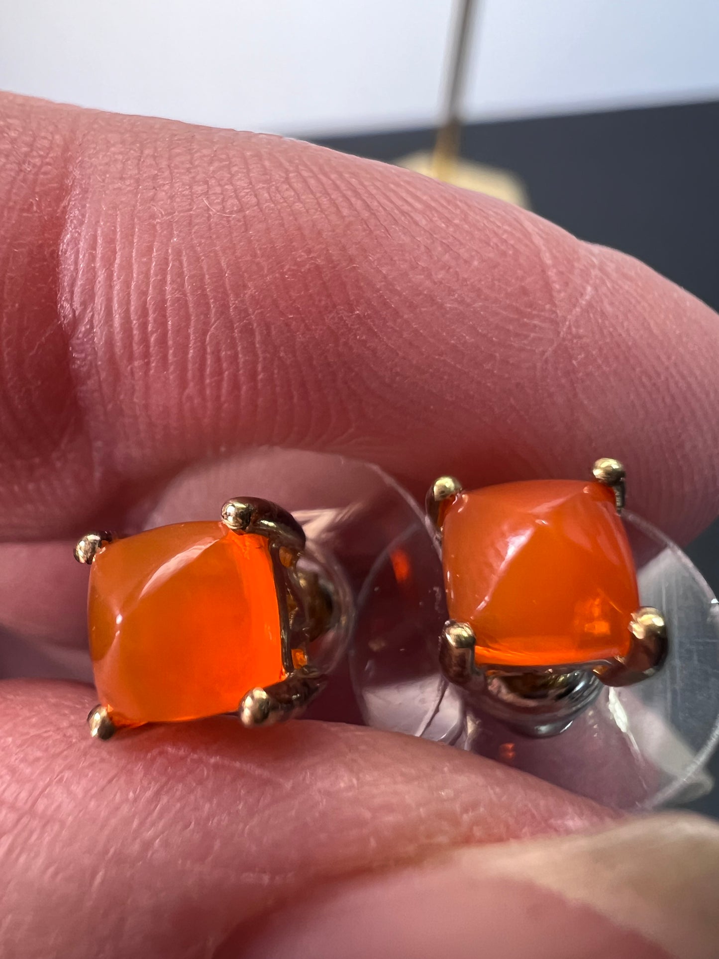 Jalisco fire opal vermeil stud earrings