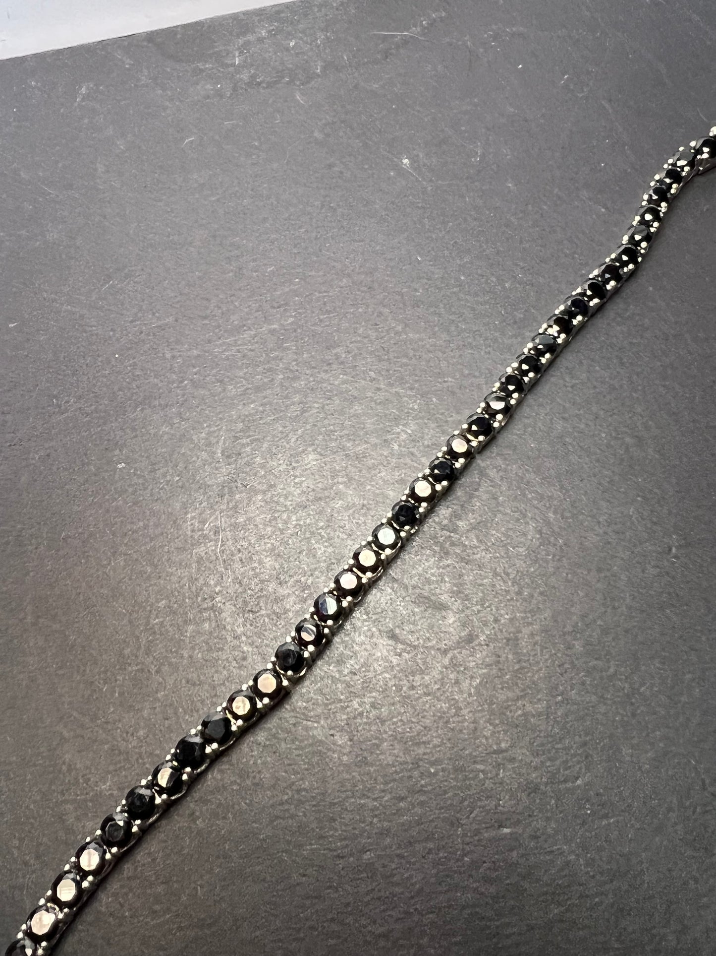 Black Spinel Sterling Silver Tennis Bracelet