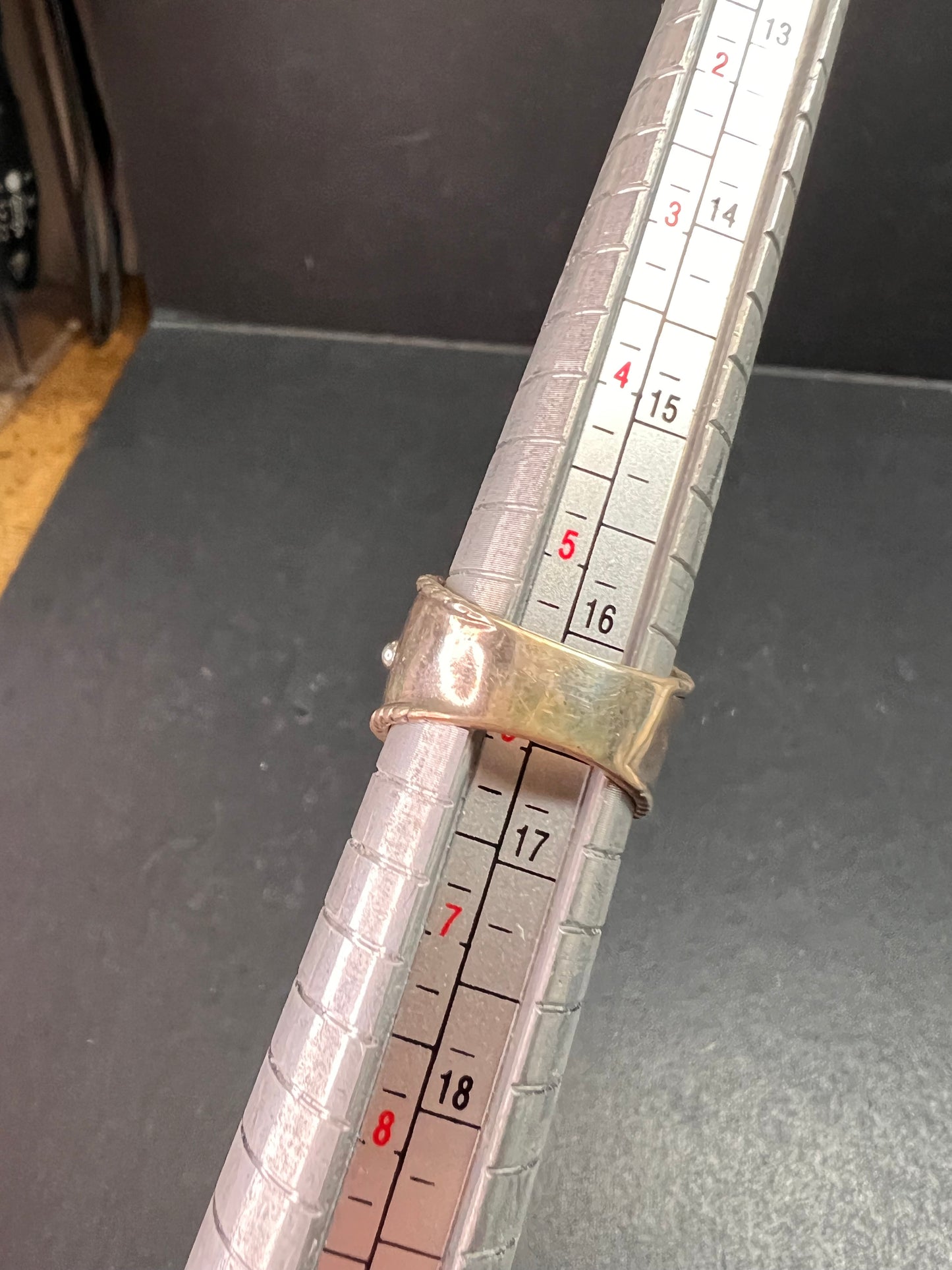 Vintage Sterling Silver Size 6 Ring | Artisan Style Green Cabochon Band