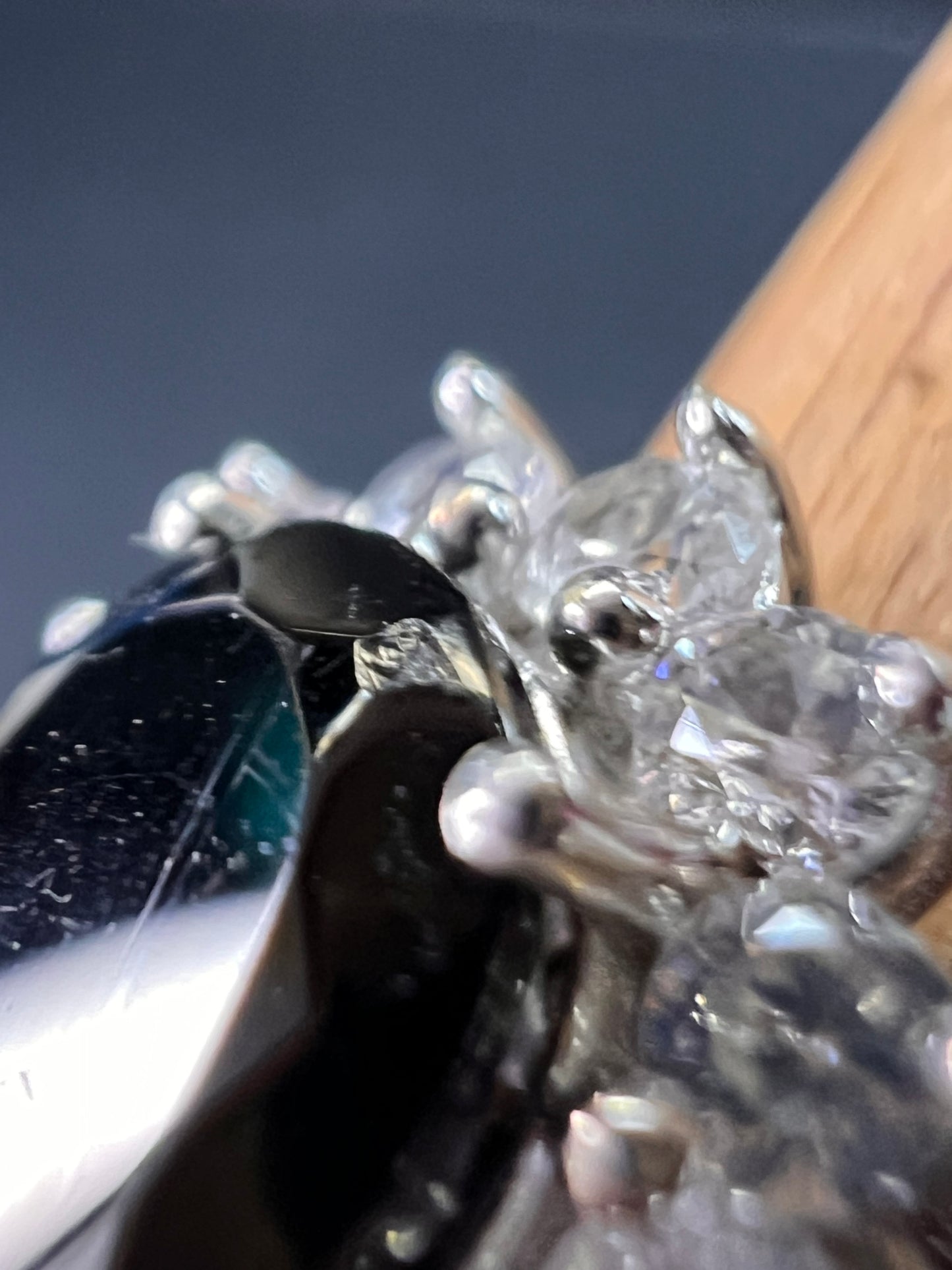 NEW Elite Shungite and zircon halo ring in vermeil and rhodium over sterling silver size 8