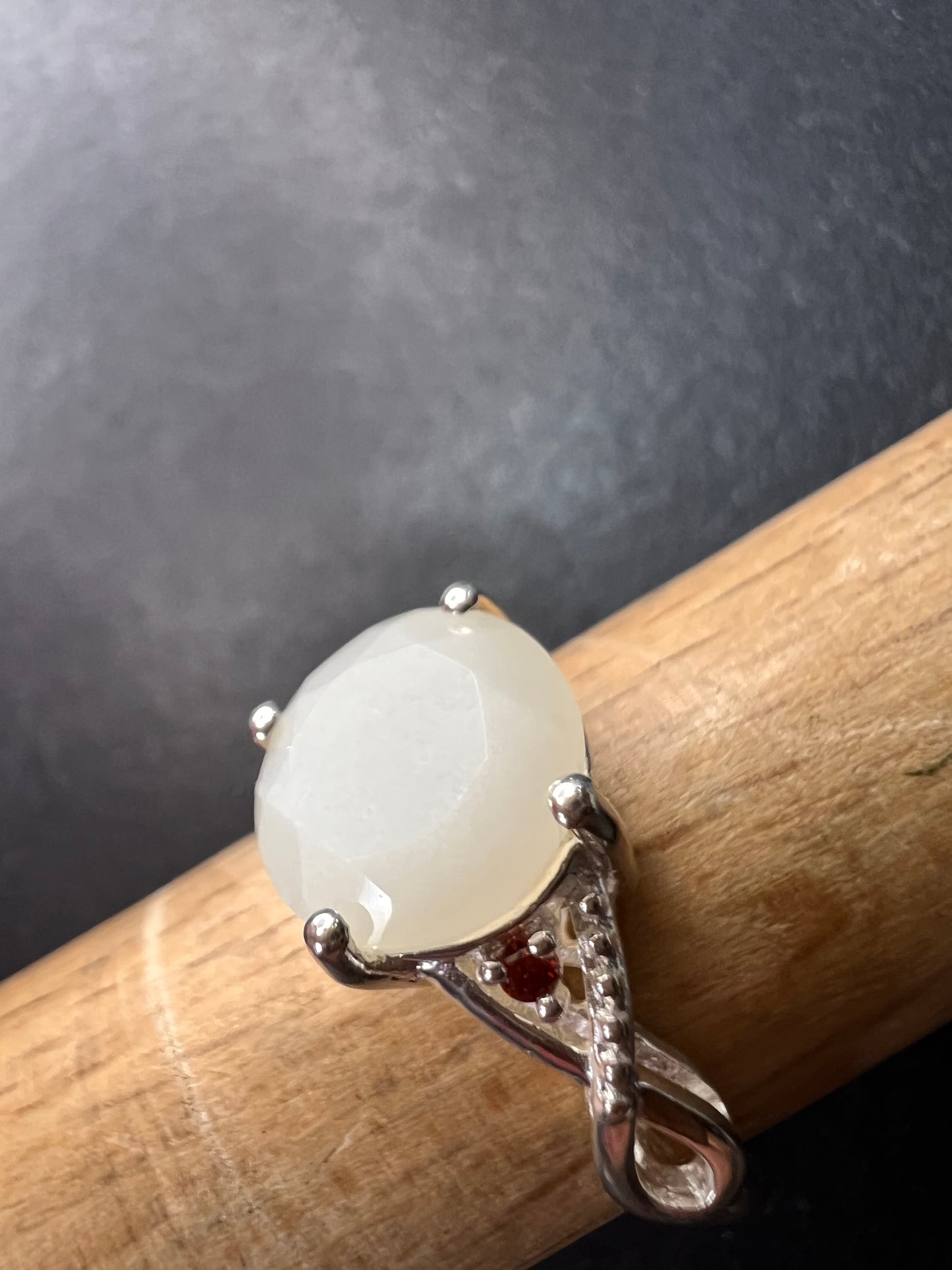 Silver moonstone ring in sterling silver size 6