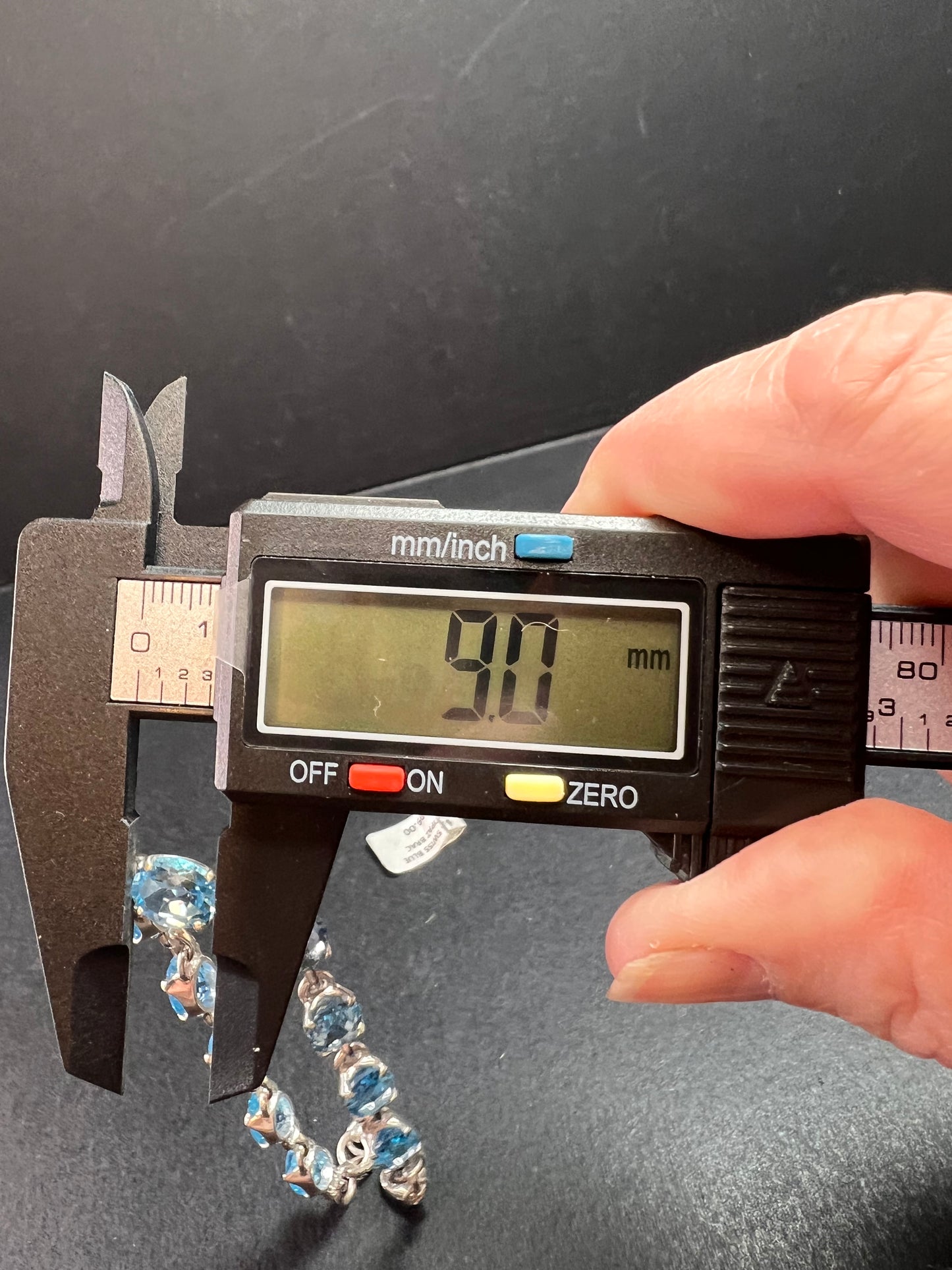 Vintage dead stock Swiss blue topaz sterling silver 8 inch bracelet