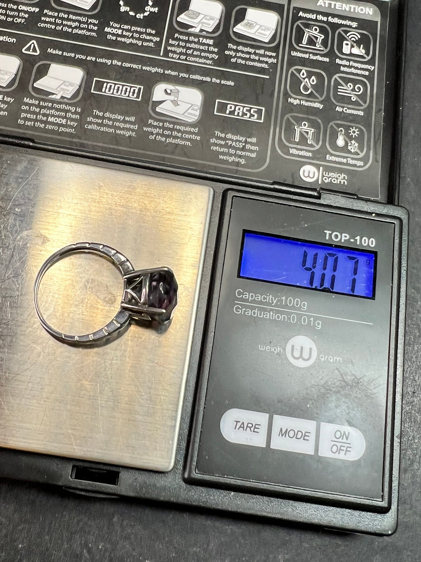 Vintage Sterling Silver Rainbow Fluorite Ring Size 9