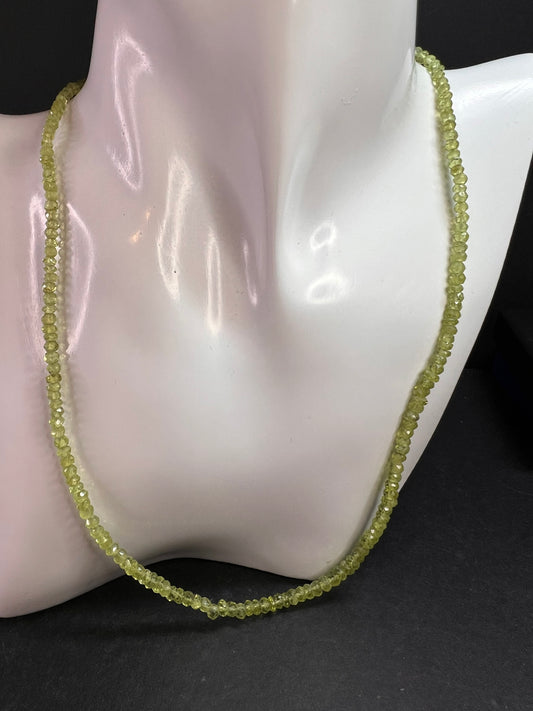 Vintage Peridot Bead Necklace 18–20” Sterling Silver 925 KJC India