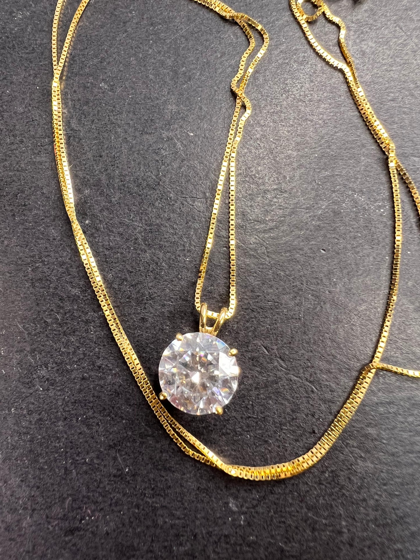 LUX 10k gold CZ pendant with 14k yellow gold 18 inch chain