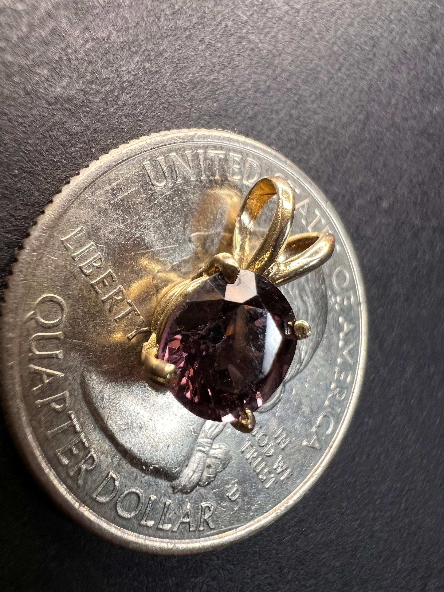 14k gold Violet purple spinel pendant