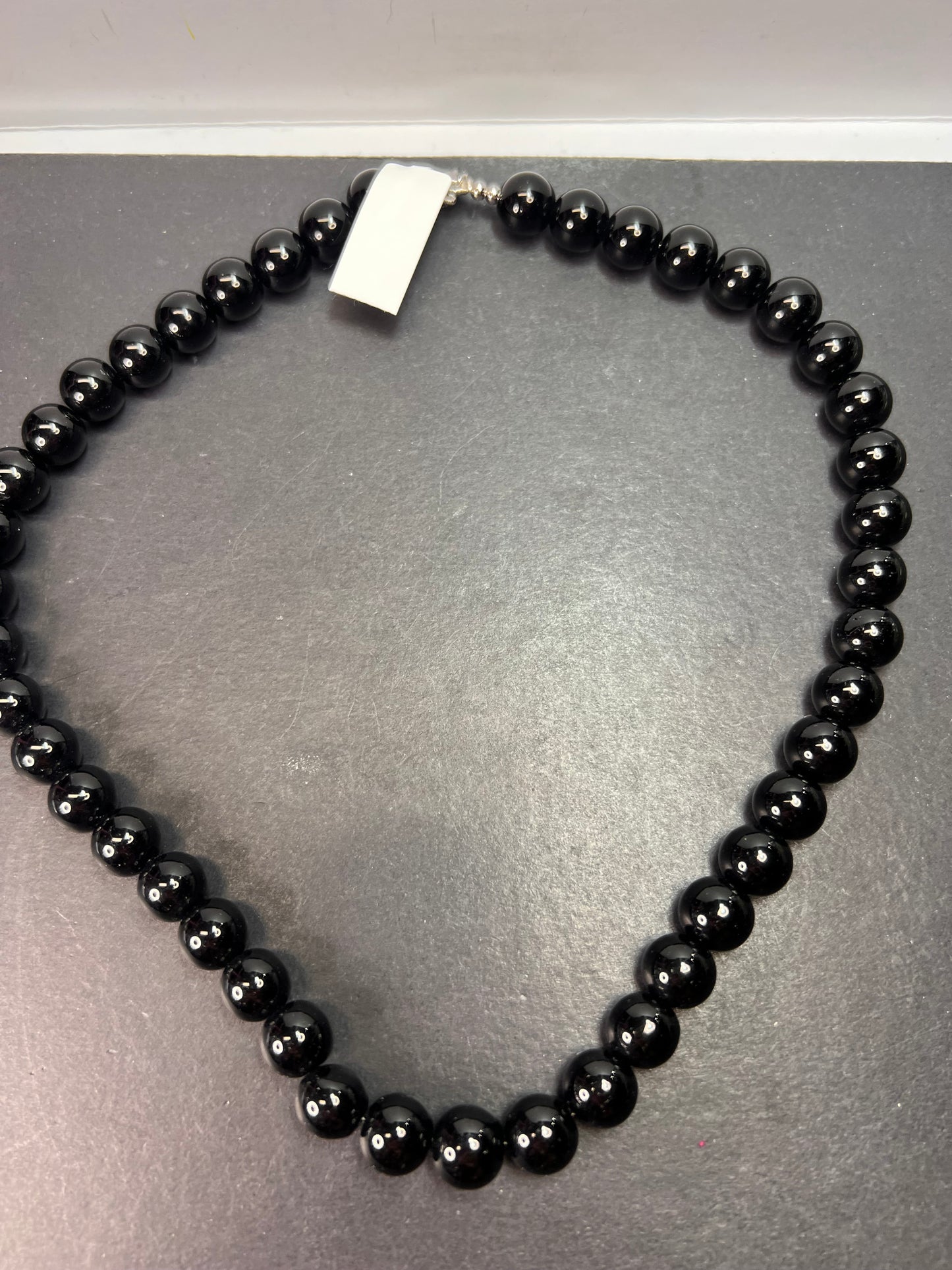 10mm Black Onyx necklace with sterling silver clasp *NEW*