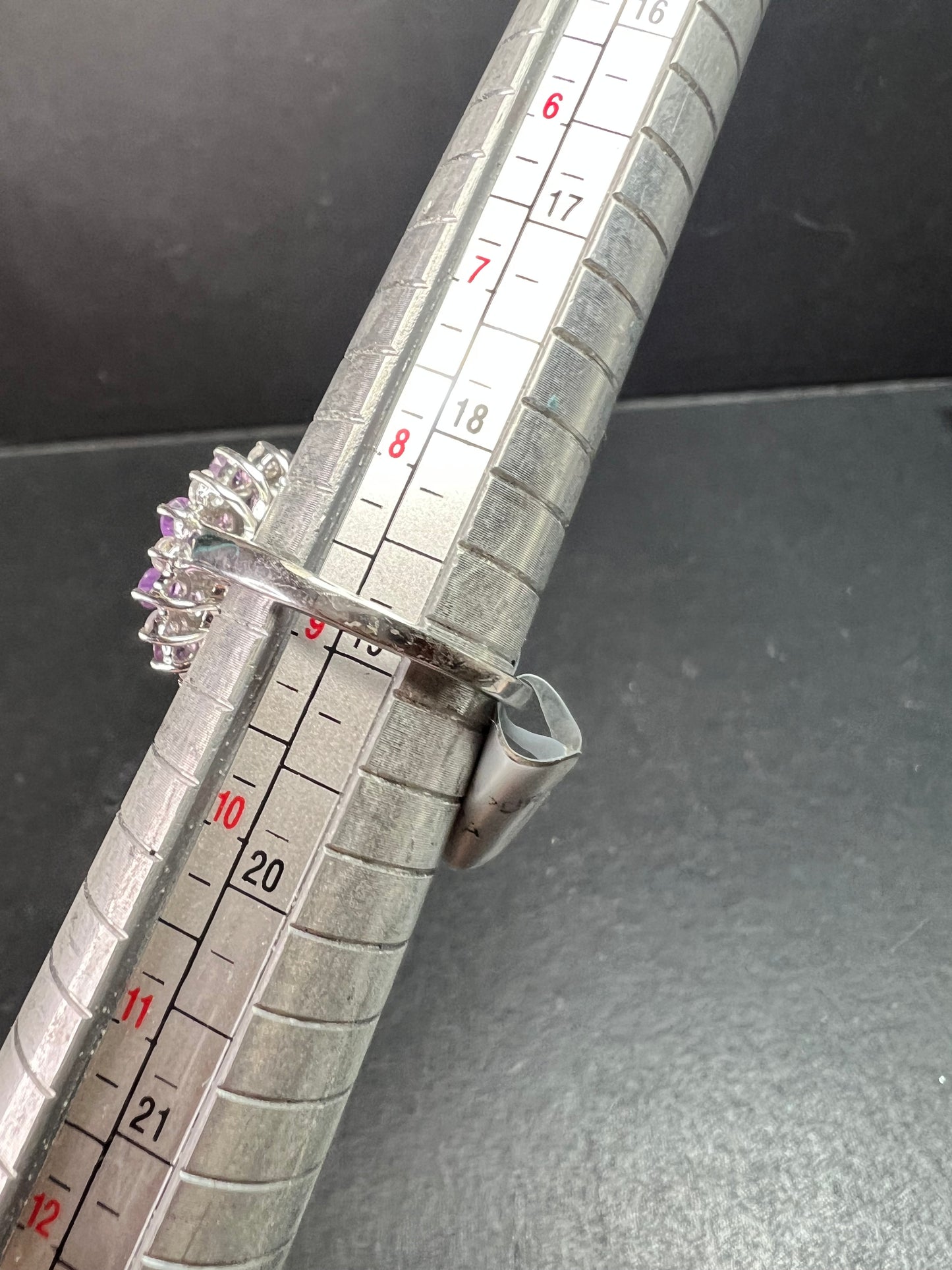 Rainbow Moonstone Amethyst White Topaz Sterling Ring Sz 9