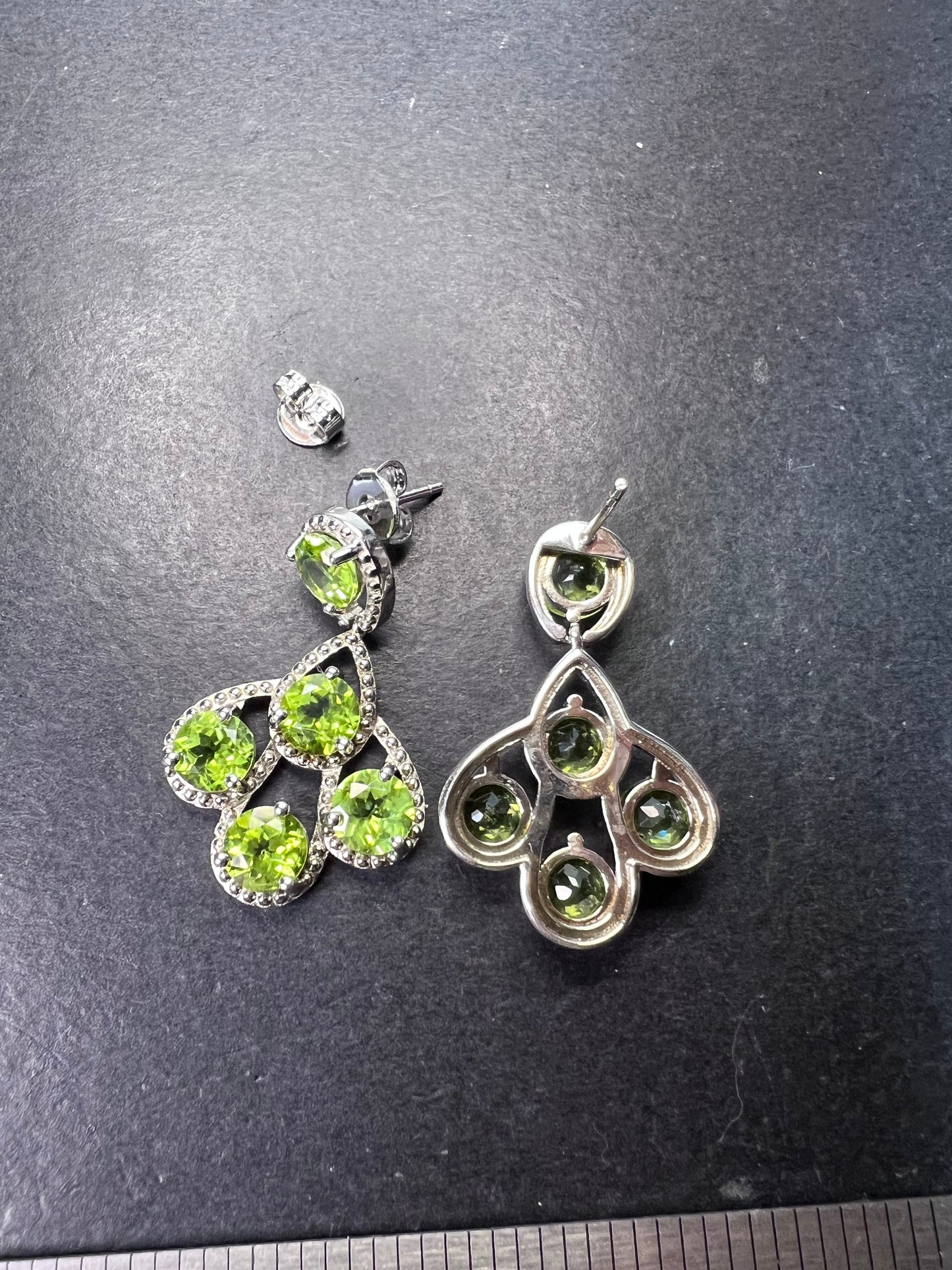 Peridot sterling silver chandelier earrings