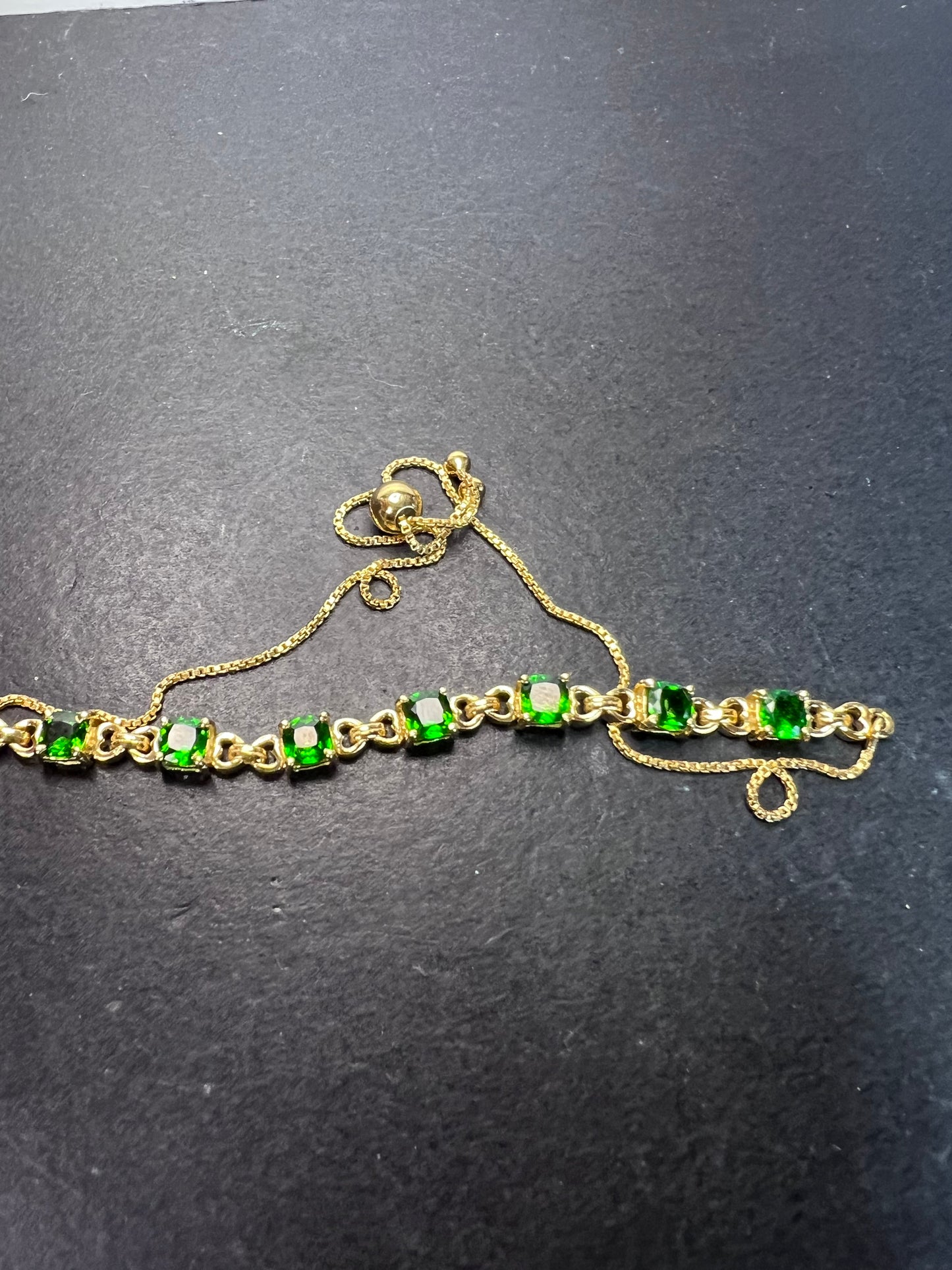 18k gold over sterling chrome diopside bolo bracelet