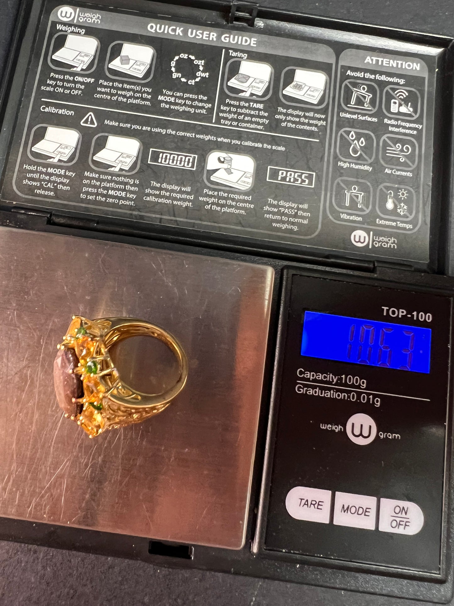 NEW chocolate sapphire multi gem cocktail ring in vermeil size 7