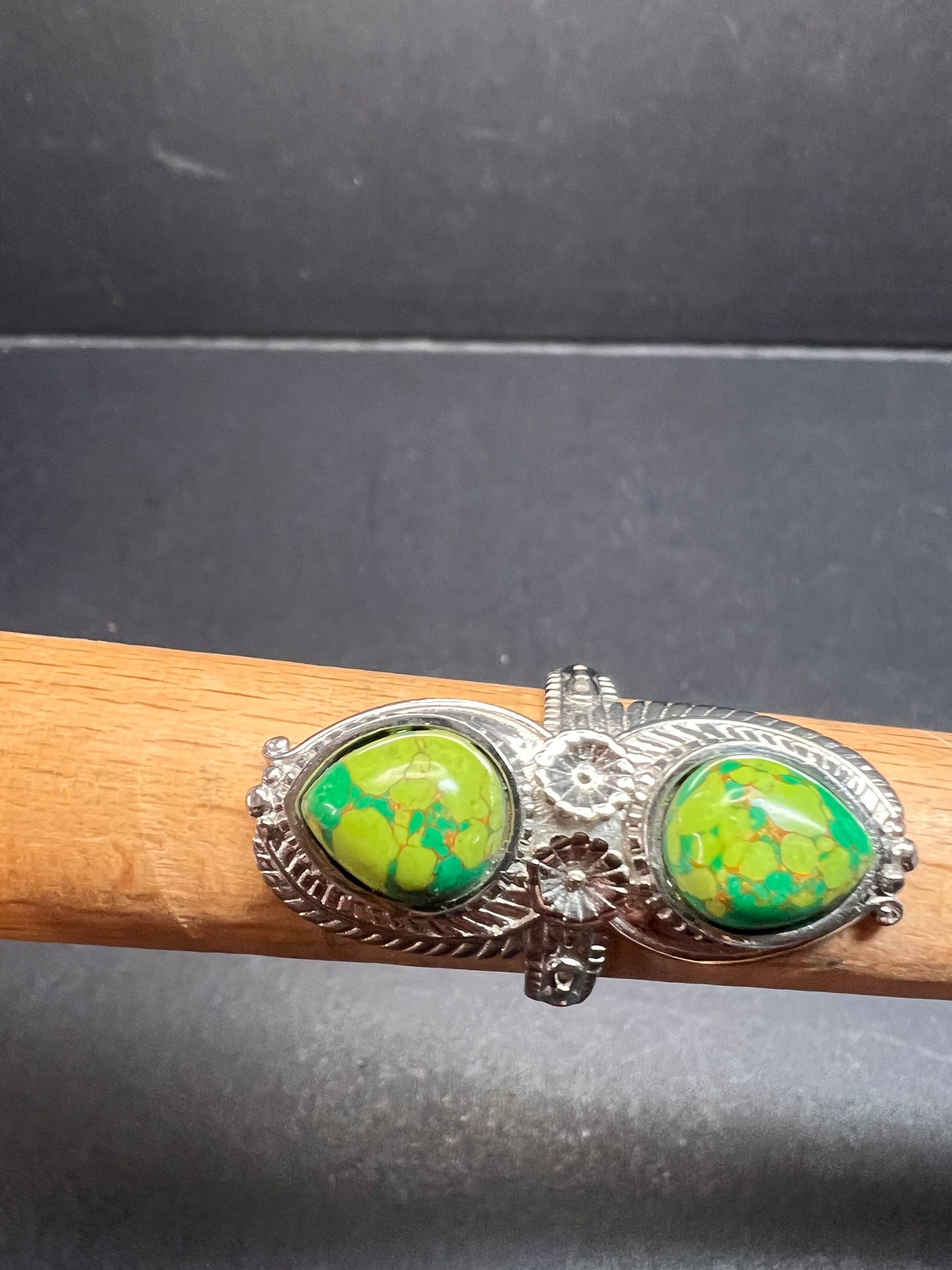 NEW green Mojave turquoise stainless steel ring size 7
