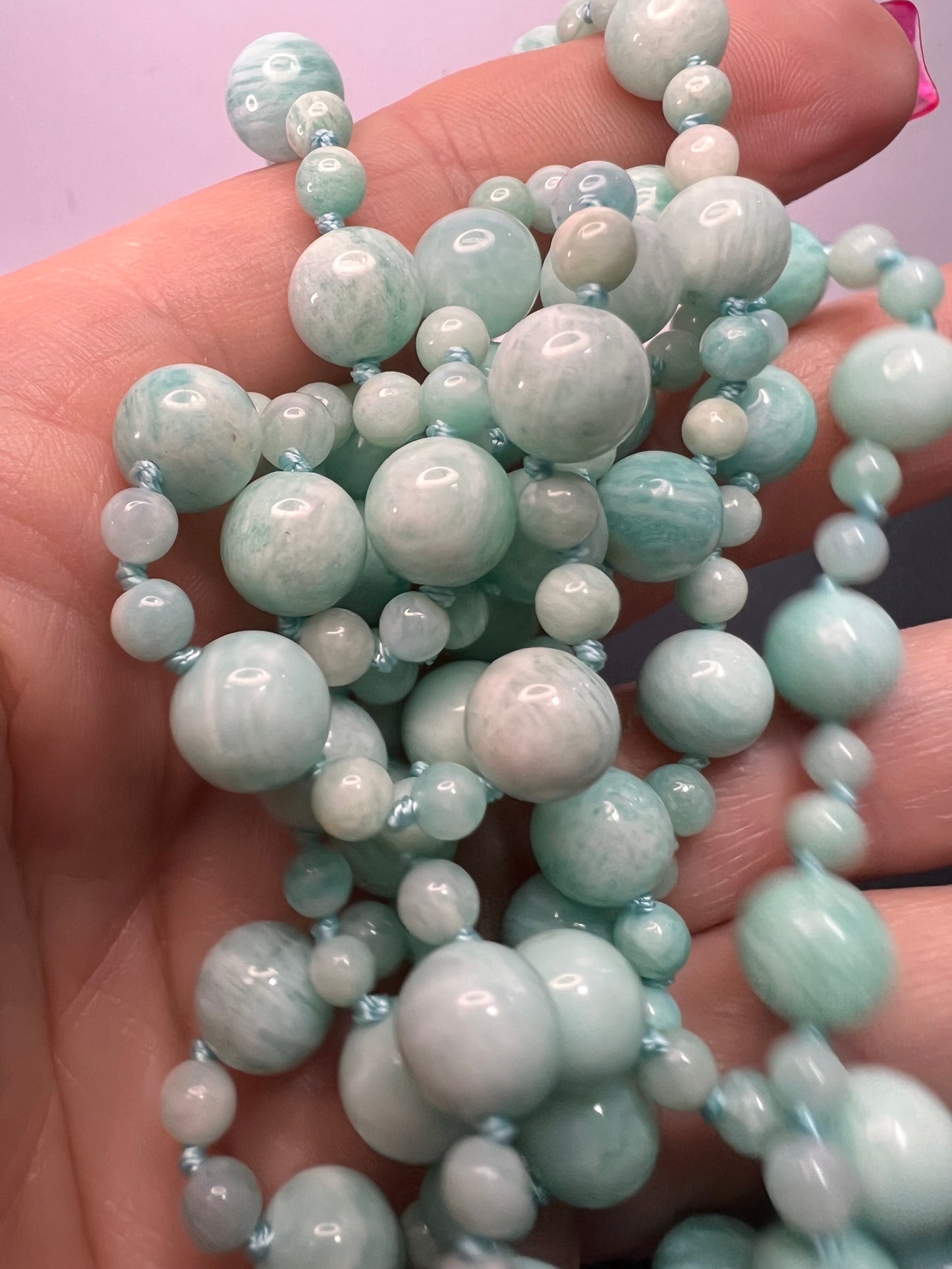 Amazonite knotted 36 inch endless necklace