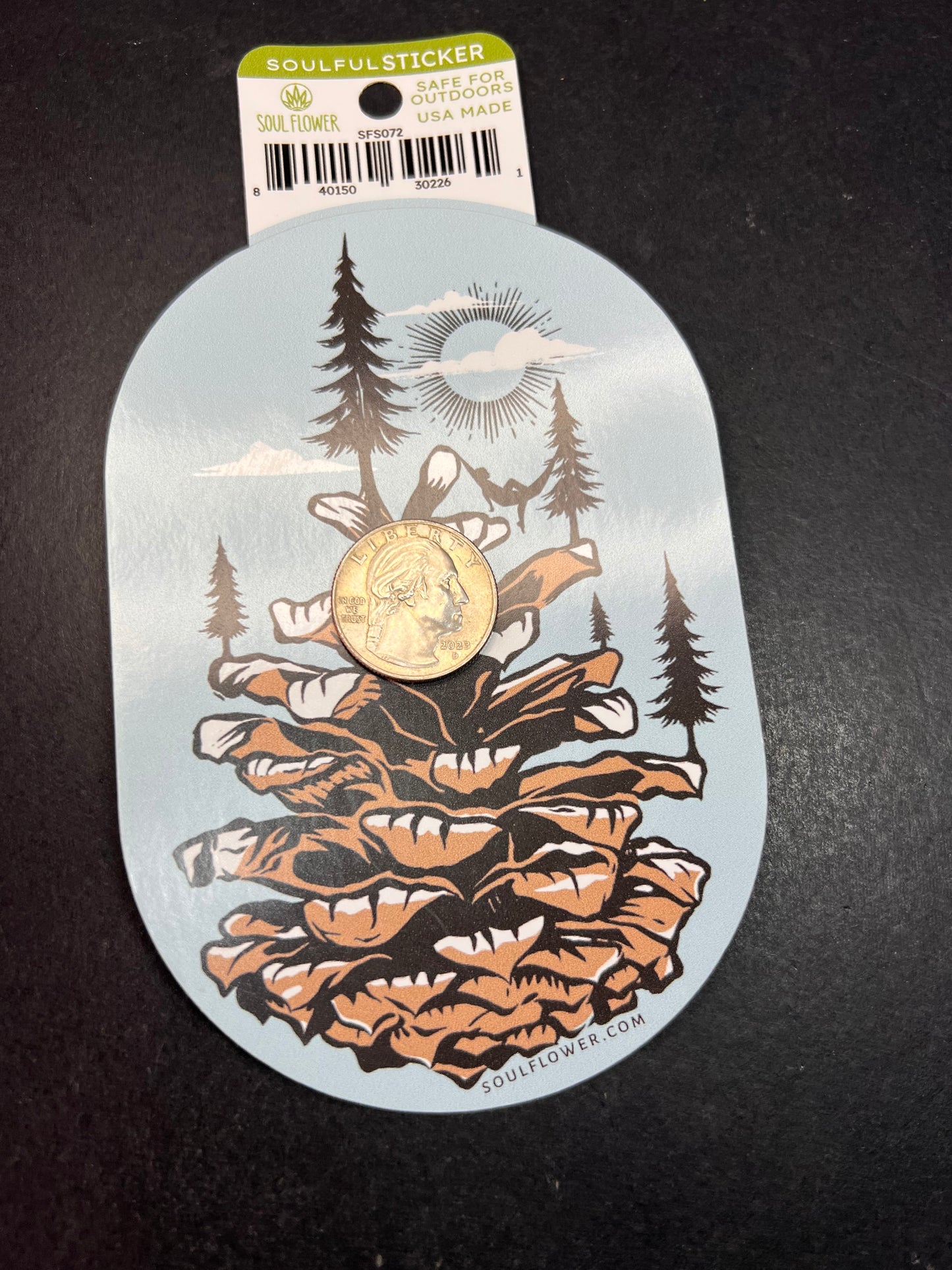 Soul Flower Pinecone Nature Scene Sticker – Forest Mountain Art Decal