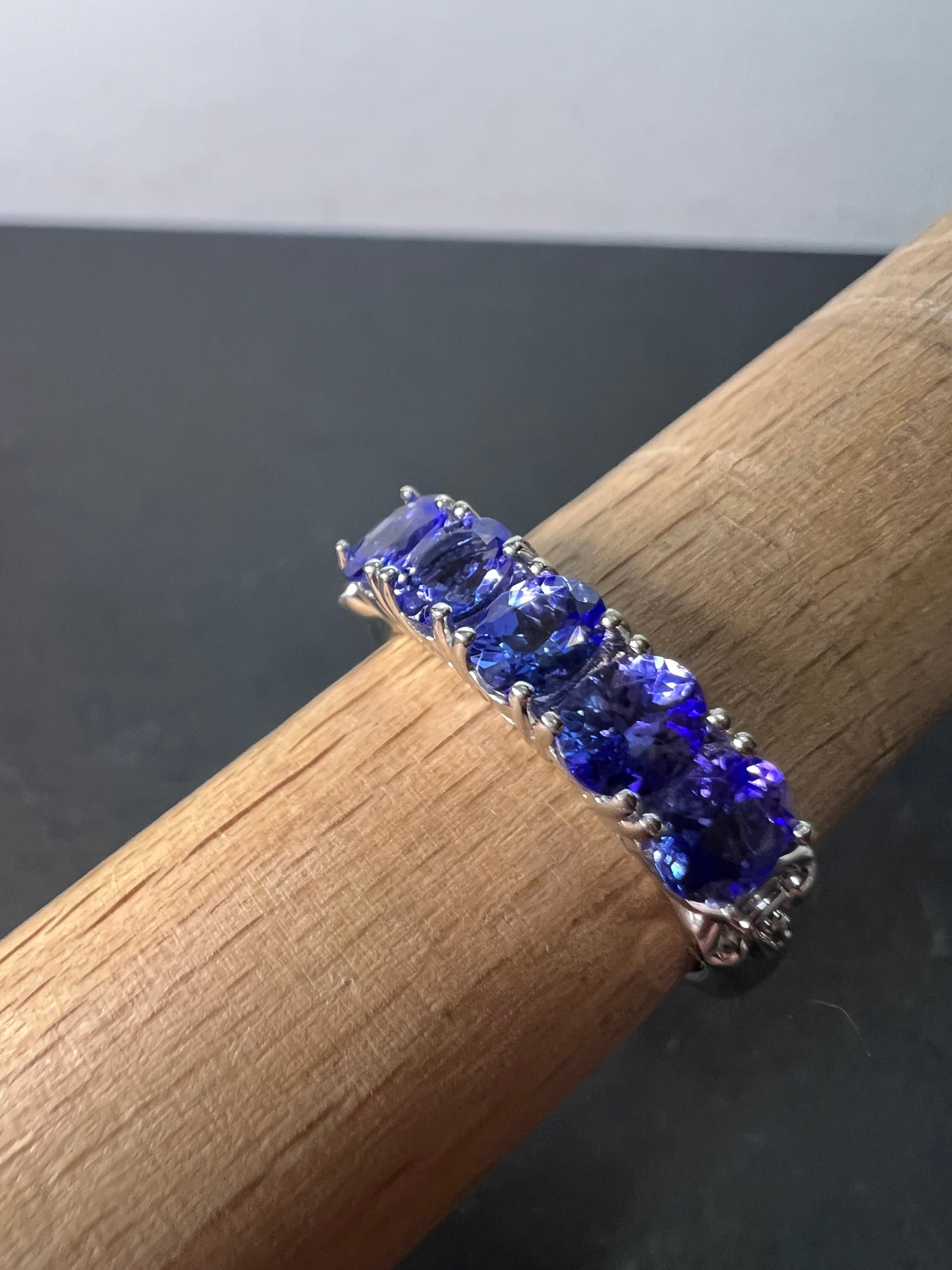 Blue Tanzanite Rhodium Over Sterling Silver 5-stone Band Ring 1.87ctw size 9