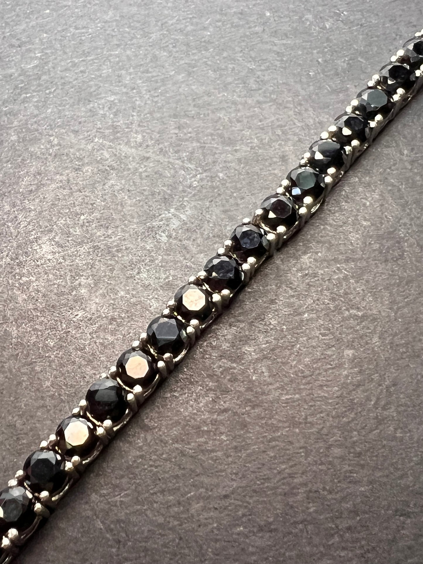 Black Spinel Sterling Silver Tennis Bracelet