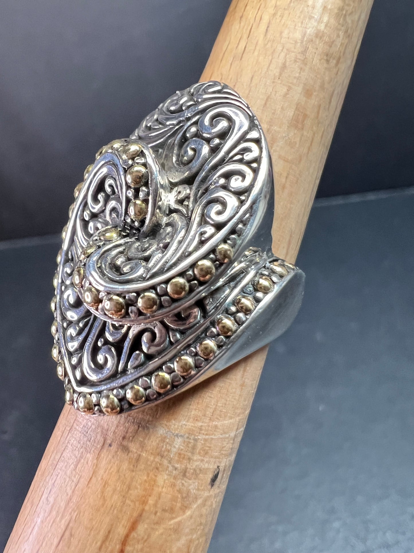 Samuel B Bali Sterling Silver Ring w 18K Gold Accents Size 6