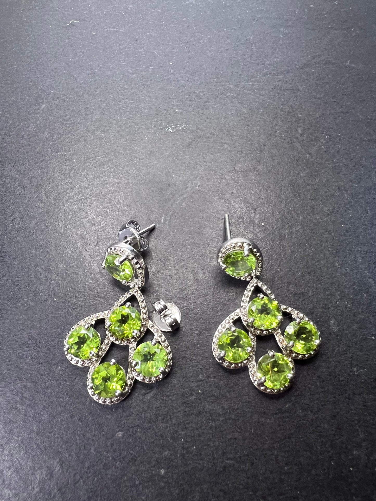 Peridot sterling silver chandelier earrings