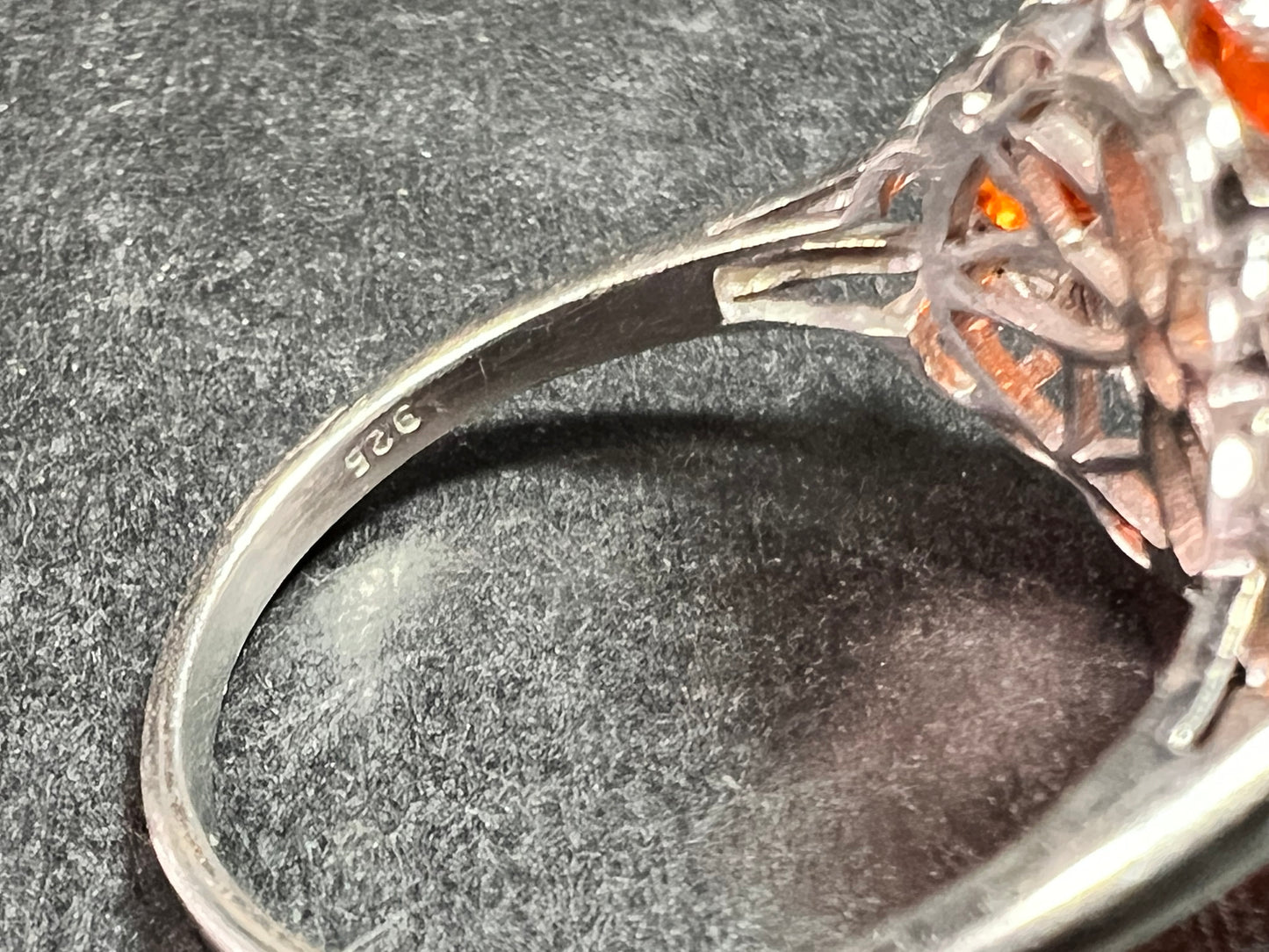 Vintage Sterling Silver Mexican Fire Opal Floral Cluster Ring Sz 9