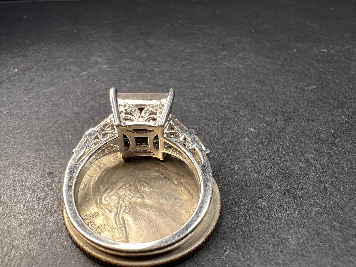 Ammolite and topaz sterling silver ring size 7