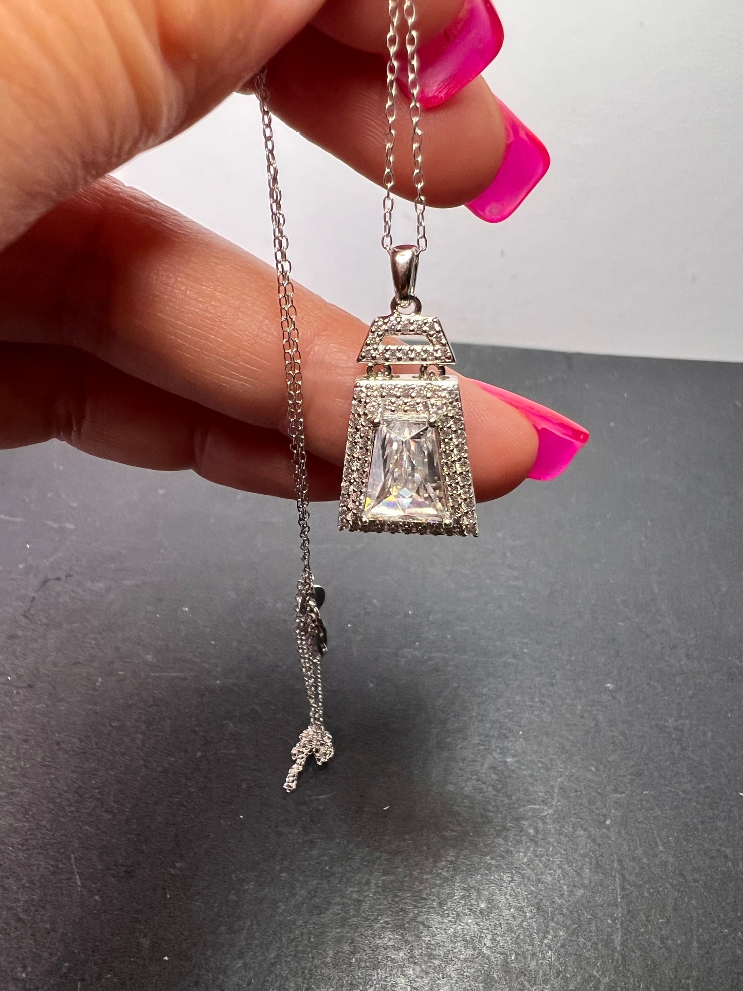 Tycoon CZ sterling silver pendant and chain necklace