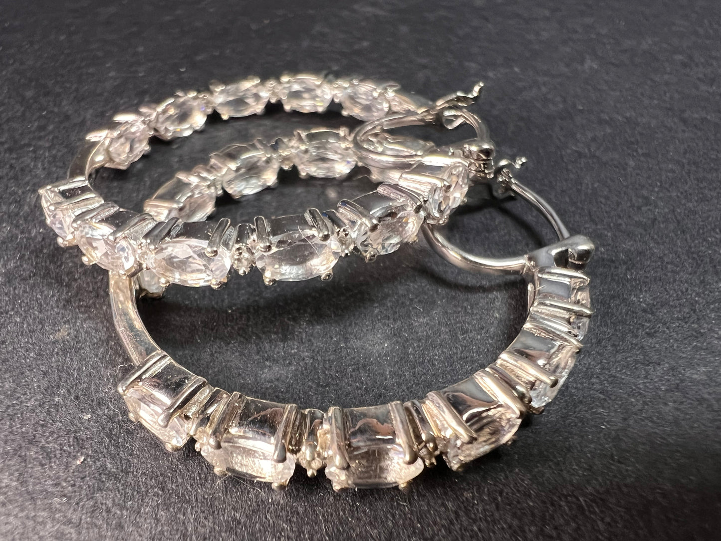 NEW Petalite and zircon inside out hoop earrings in platinum over sterling silver