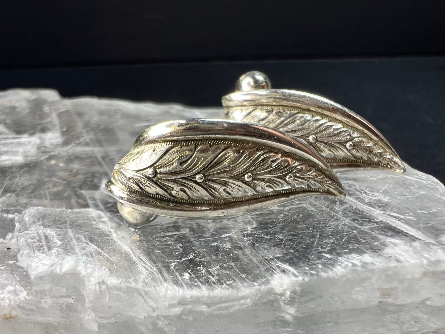 Vintage Forstner Sterling Silver Leaf Screwback Earrings Mid Century