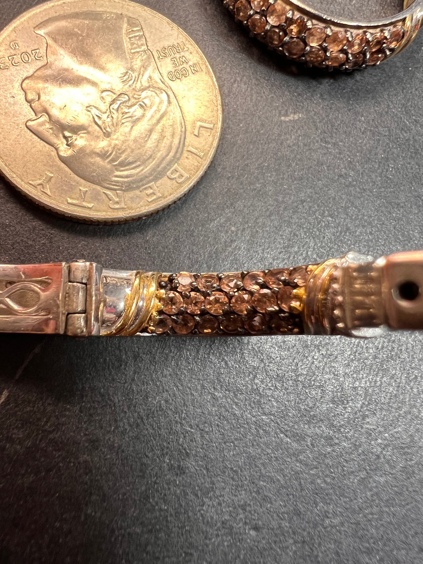 Andalusite inside out hoop earrings in gold and rhodium over sterling silver