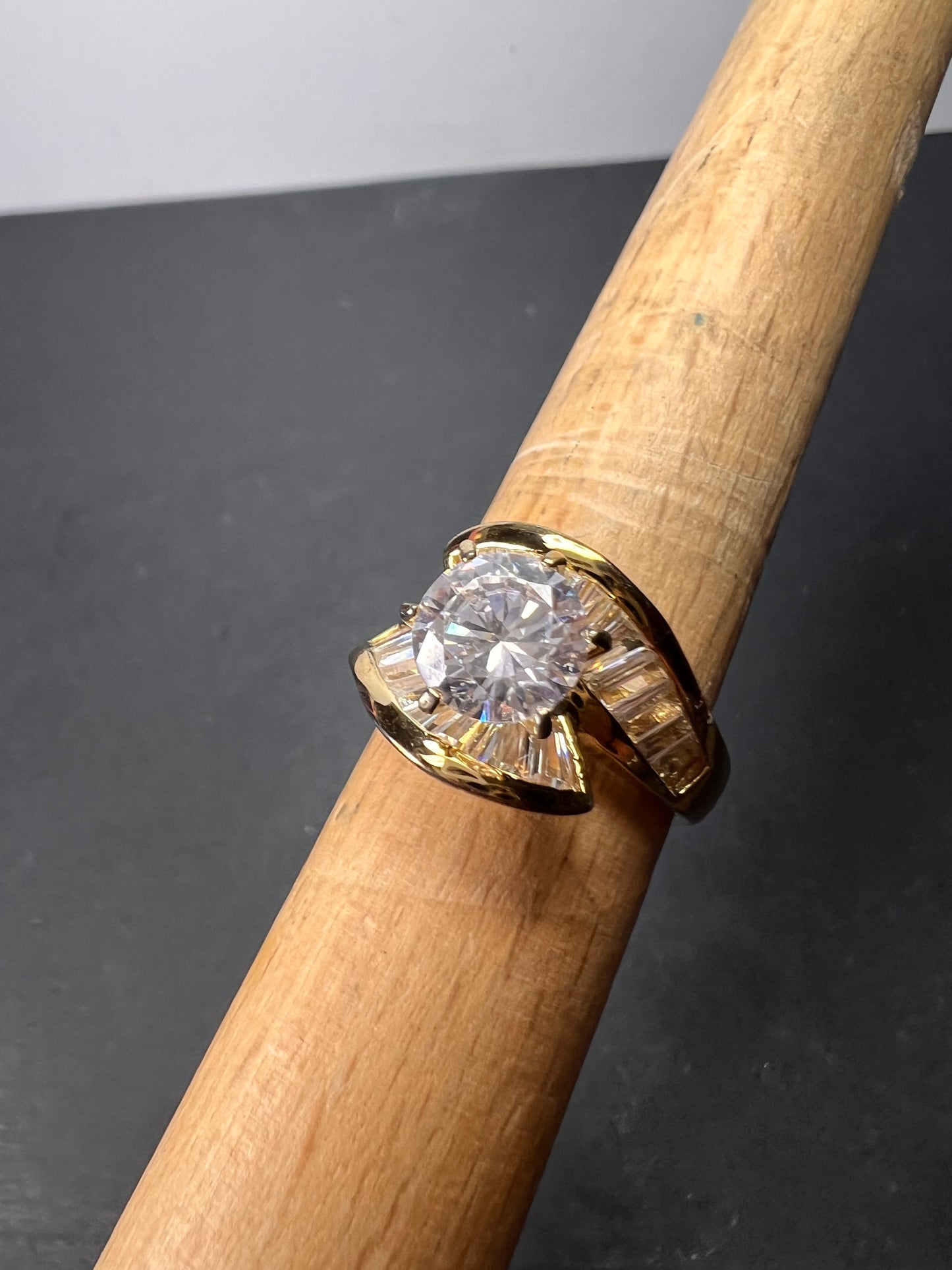 Gold vermeil over Sterling silver 925 CZ ring size 8