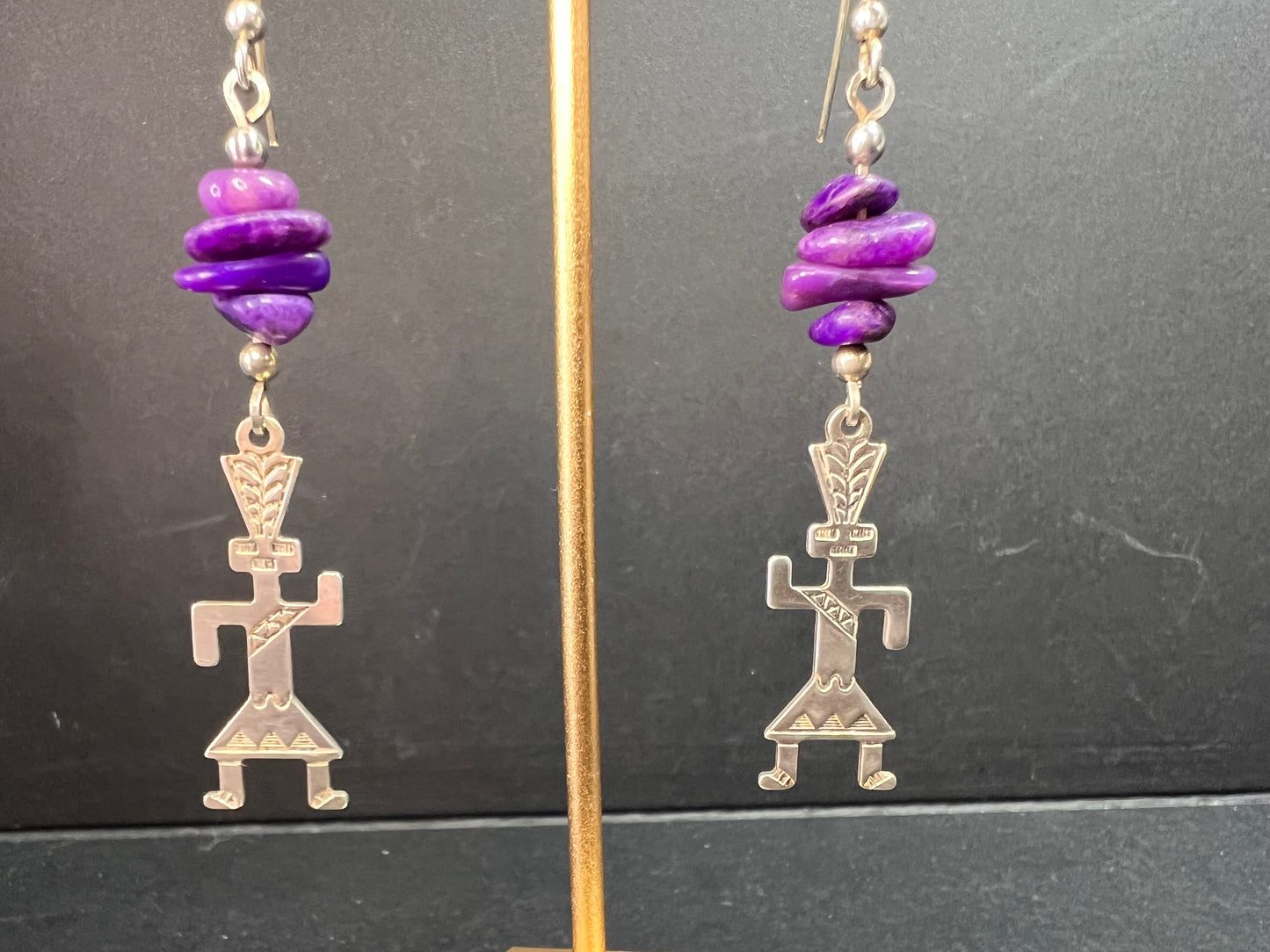 Vintage Sterling Silver Charoite Earrings – Kachina Dancer Dead Stock