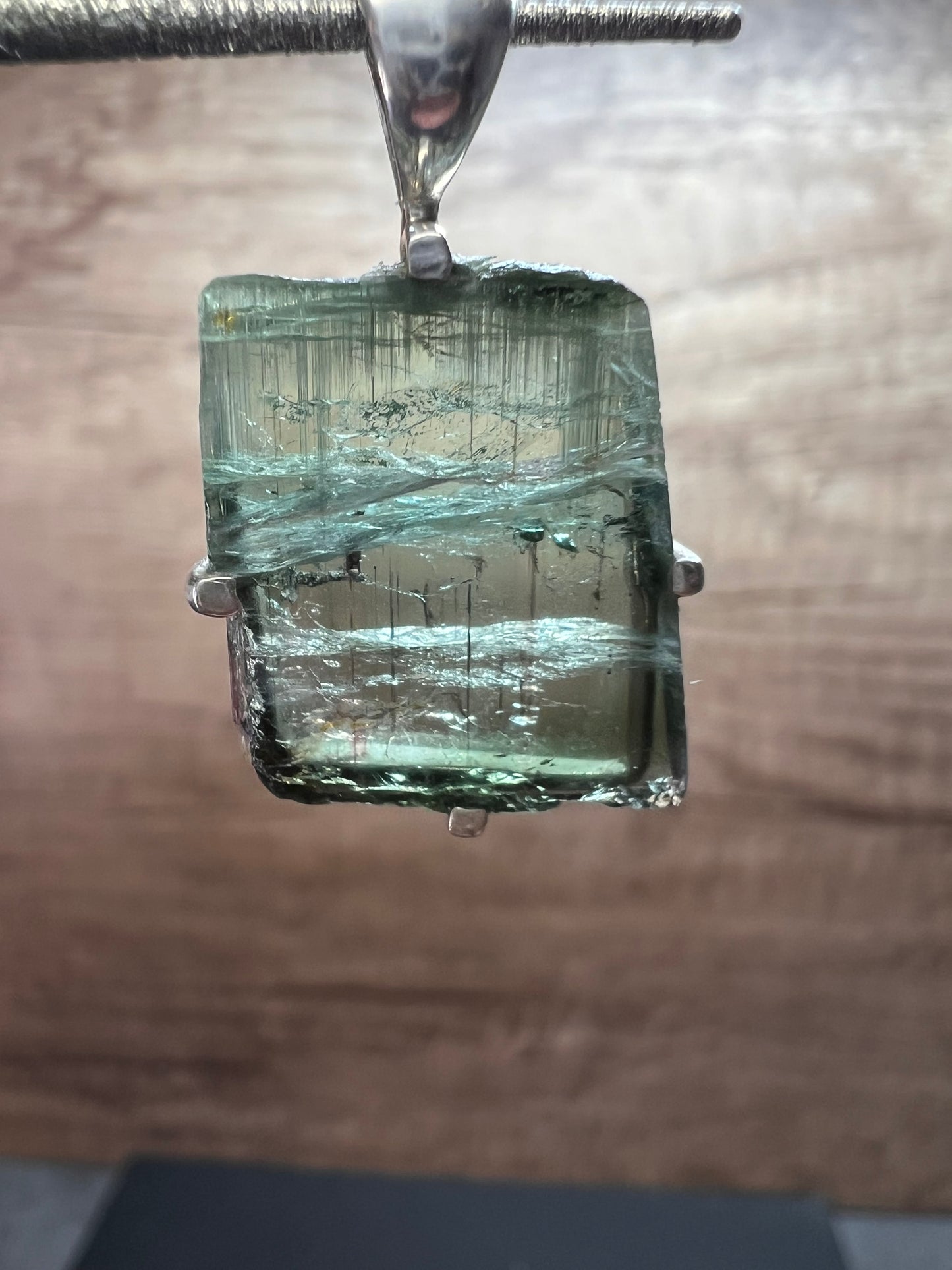 NEW Green teal tourmaline sterling silver pendant 3.16 grams