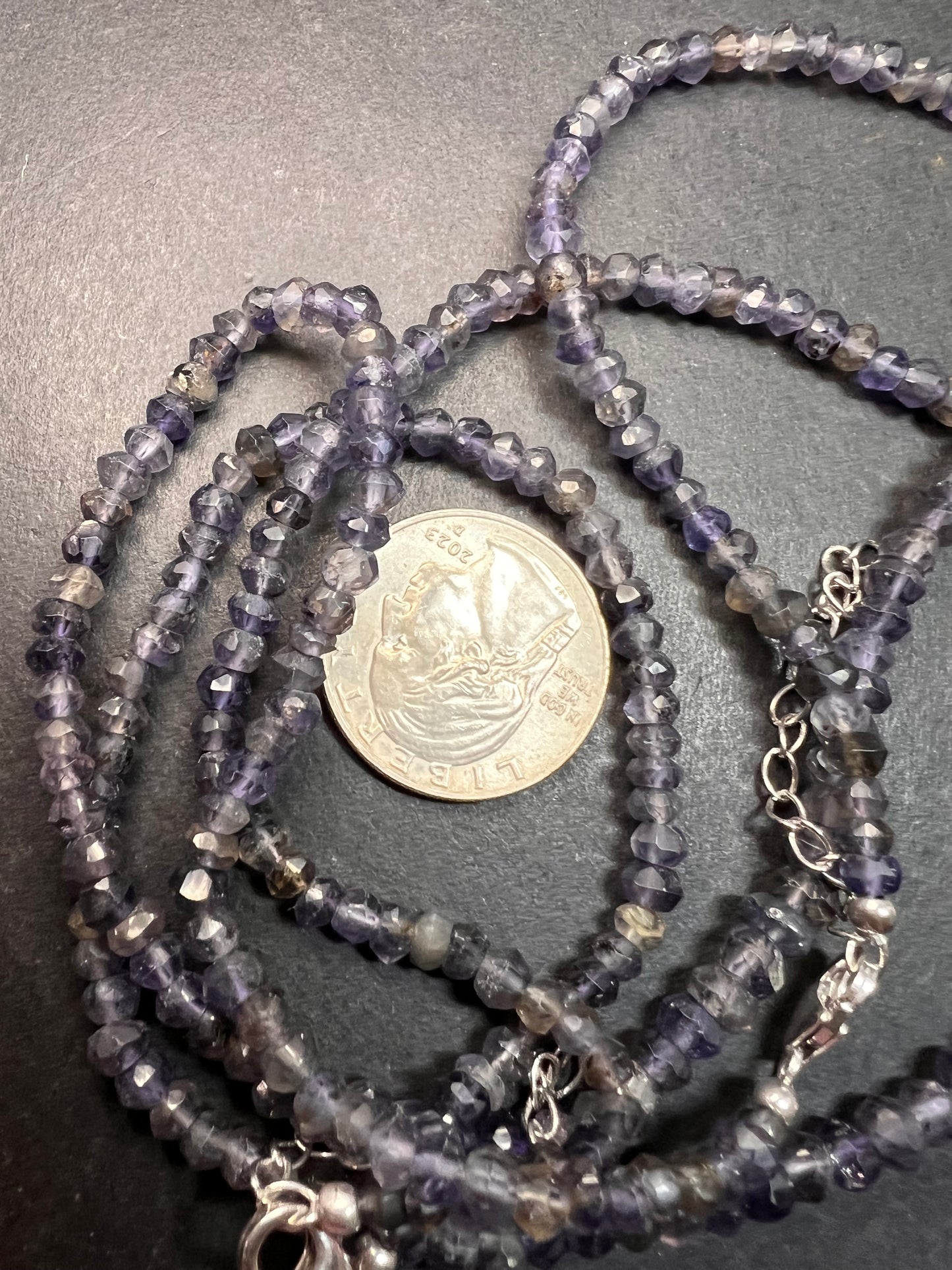 NEW faceted iolite necklace with sterling silver clasp