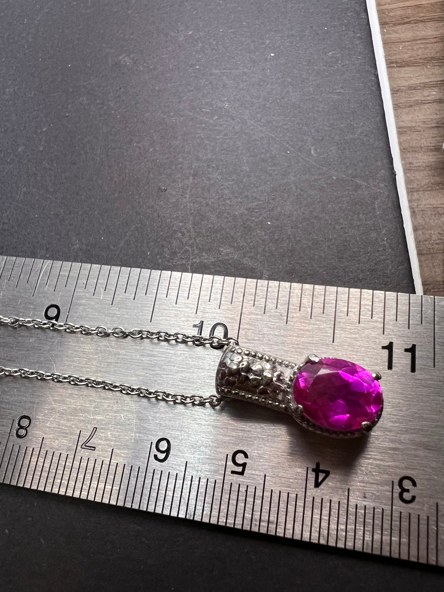 Radiant orchid quartz pendant and chain necklace in stainless steel *NEW*