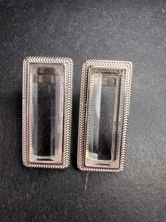 NEW clear quartz gemstone sterling silver earrings