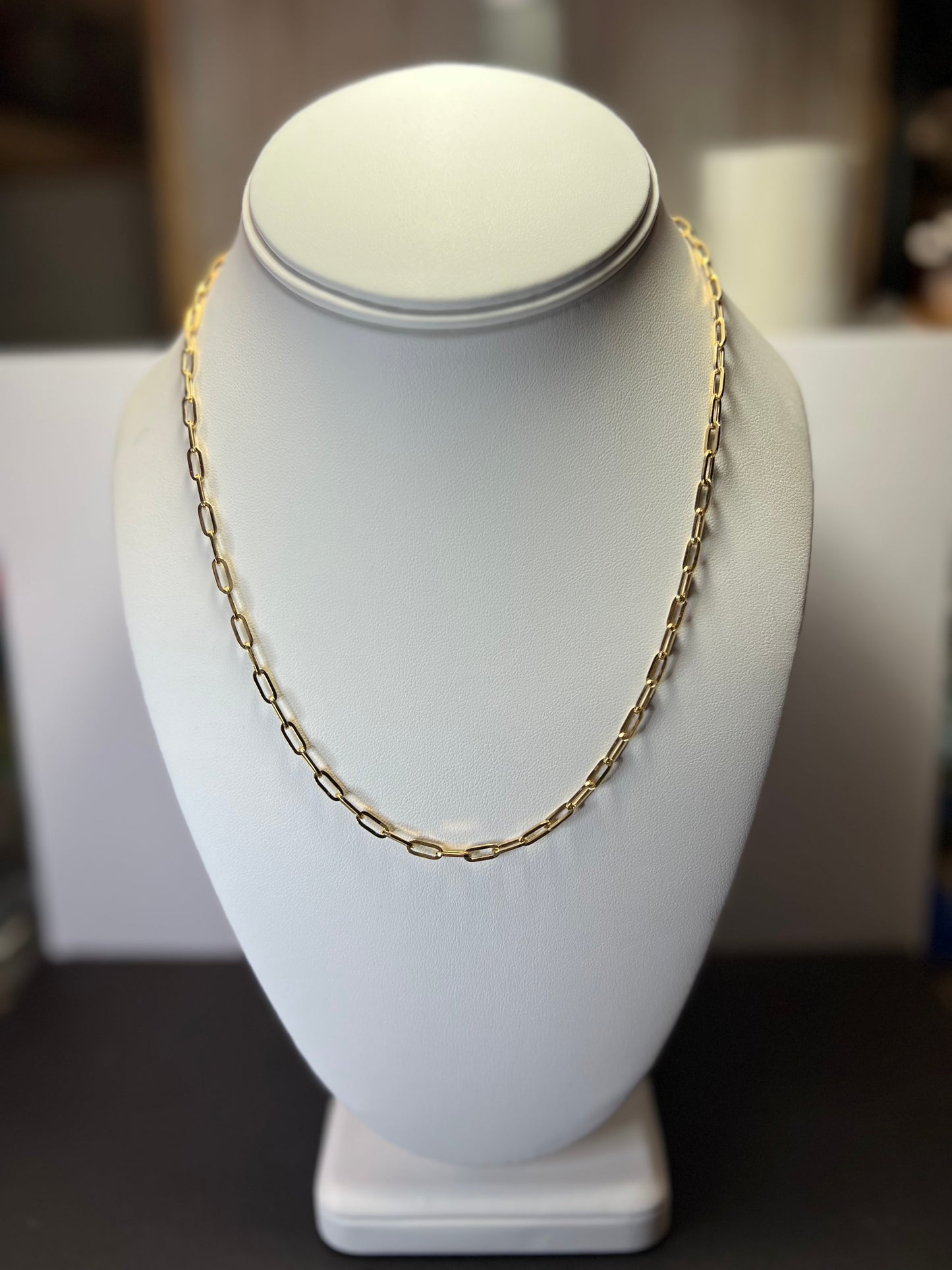 10K Yellow Gold Paper Clip Necklace 18 inches 3.63 Grams