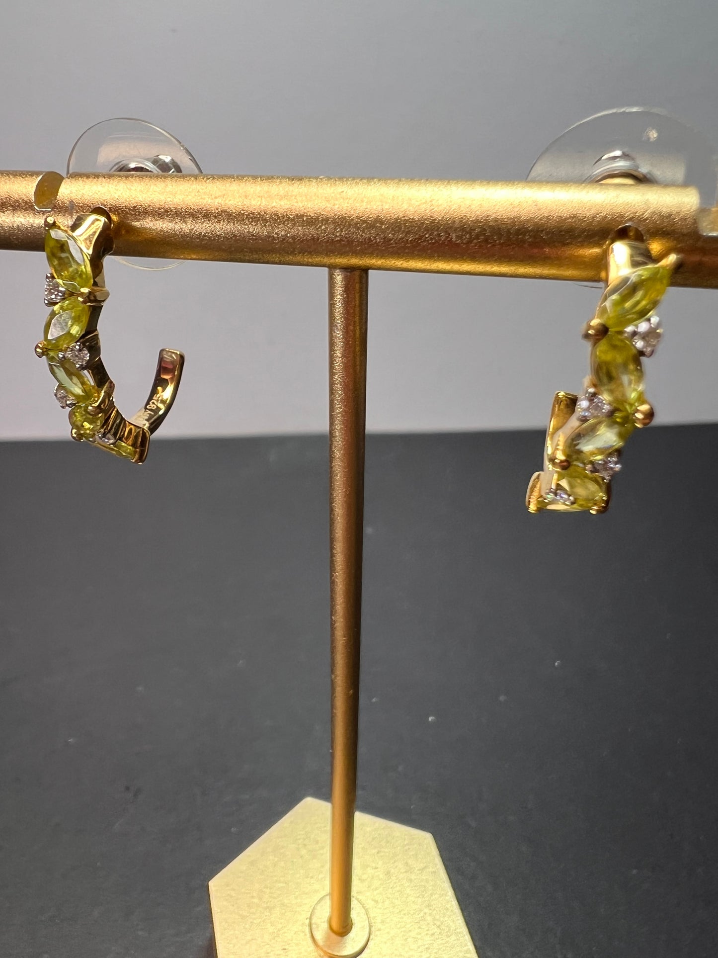 Sava sphene and moissanite j-hoop earrings in vermeil yellow gold over sterling silver 1.75 ctw