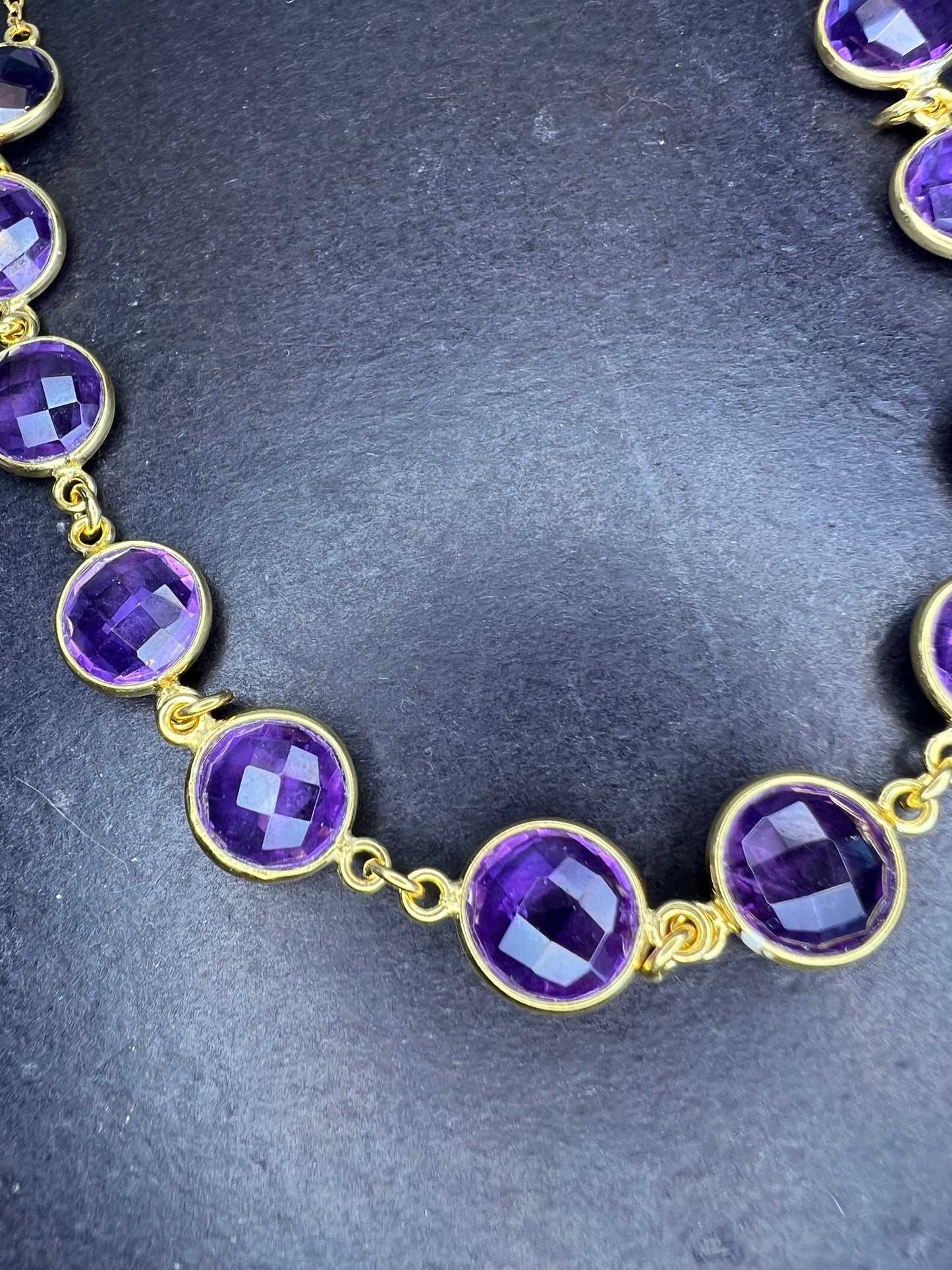 New Purple African Amethyst 18k Yellow Gold Over Sterling Silver Necklace 15.30ctw