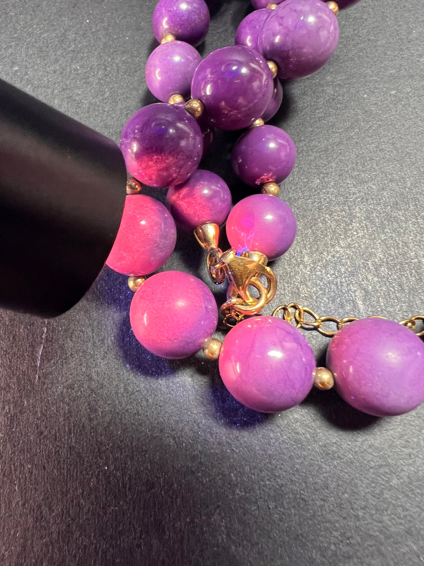 NEW Phosphosiderite graduated beaded necklace in vermeil