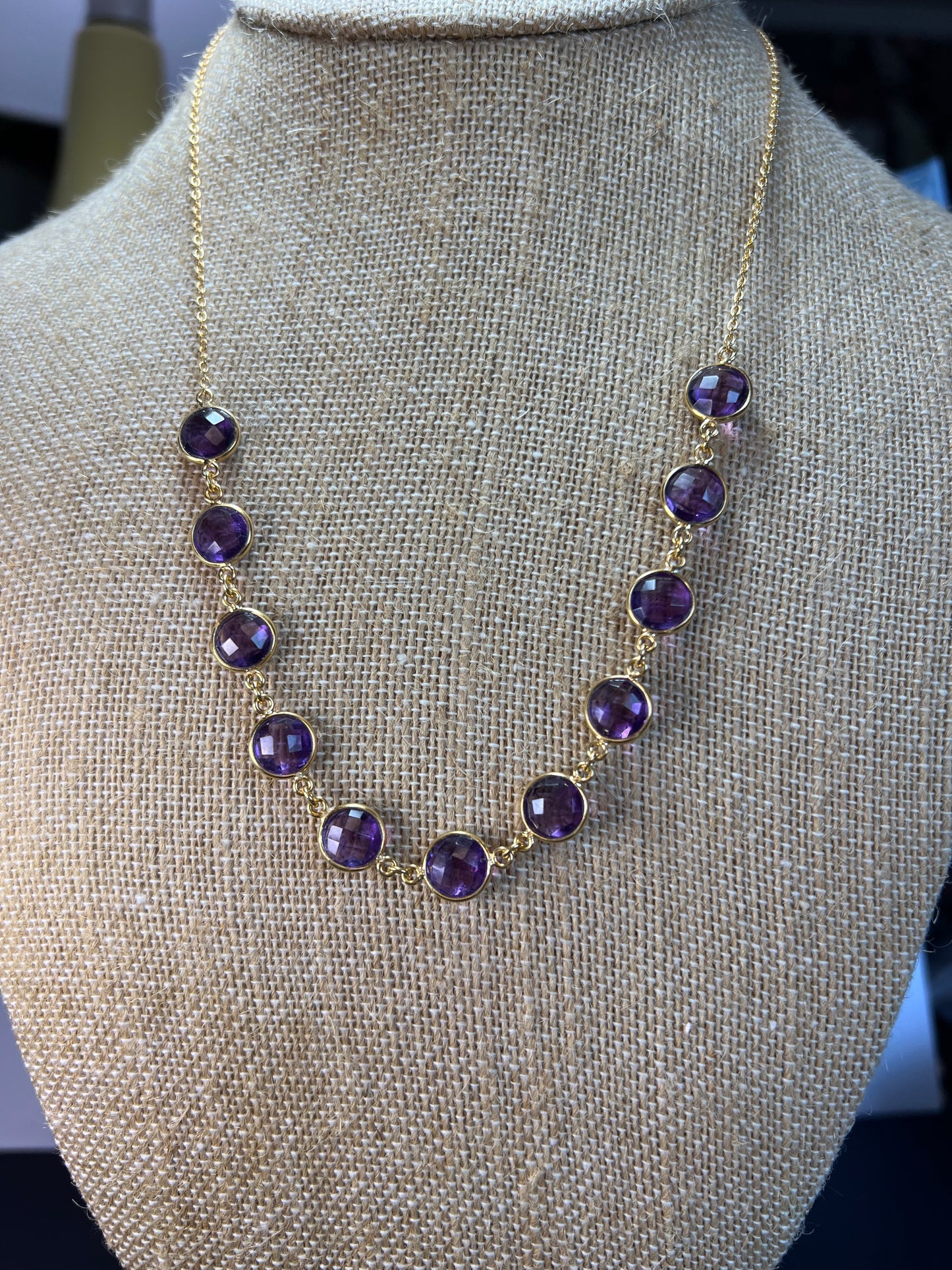 New Purple African Amethyst 18k Yellow Gold Over Sterling Silver Necklace 15.30ctw