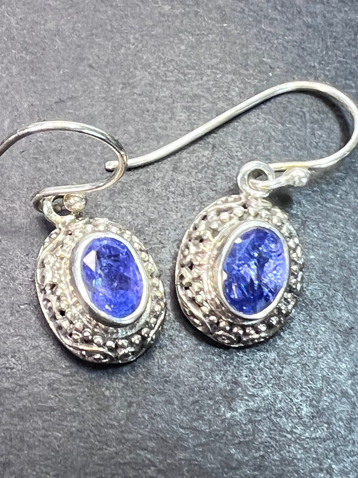 Tanzanite sterling silver earrings