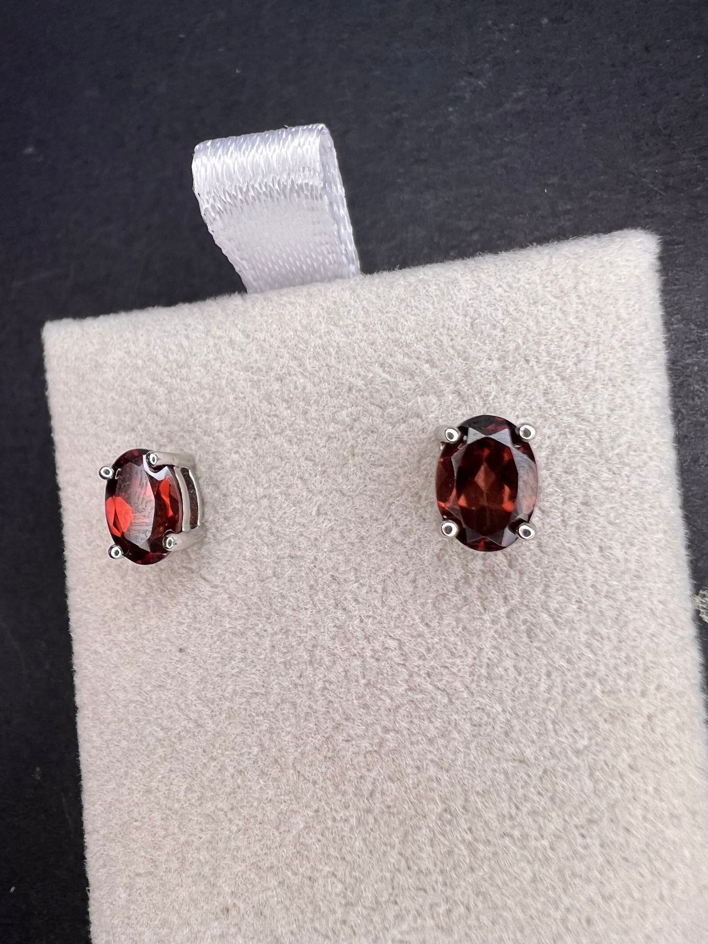 Red zircon sterling silver stud earrings