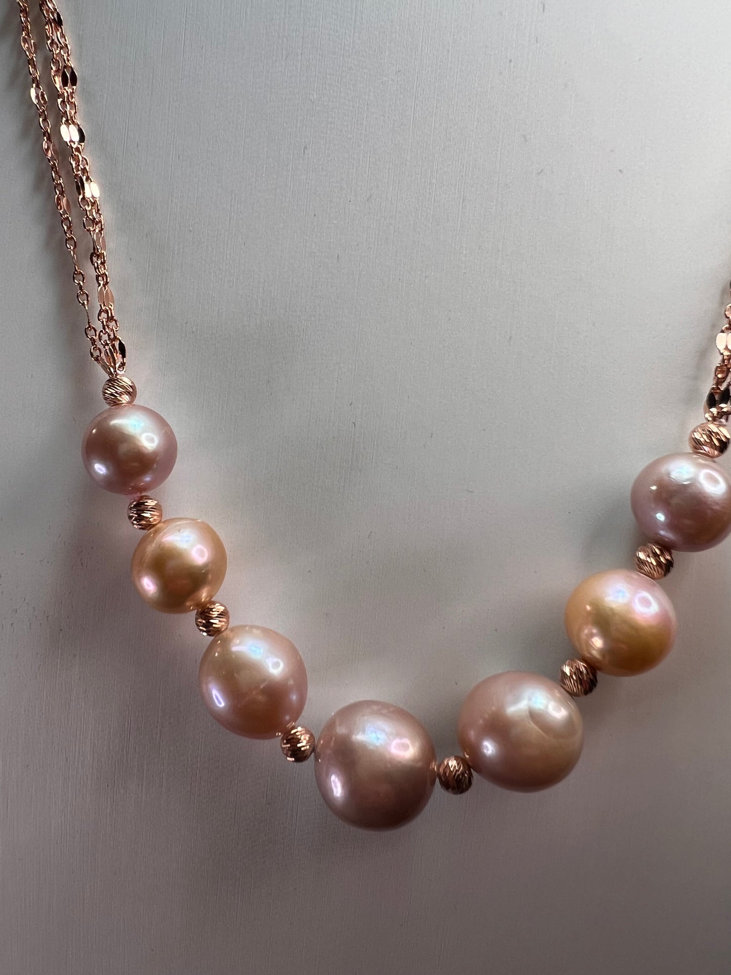 Multi-Color Cultured Freshwater Pearl 18k Rose Gold Over Sterling Silver Necklace *NEW*