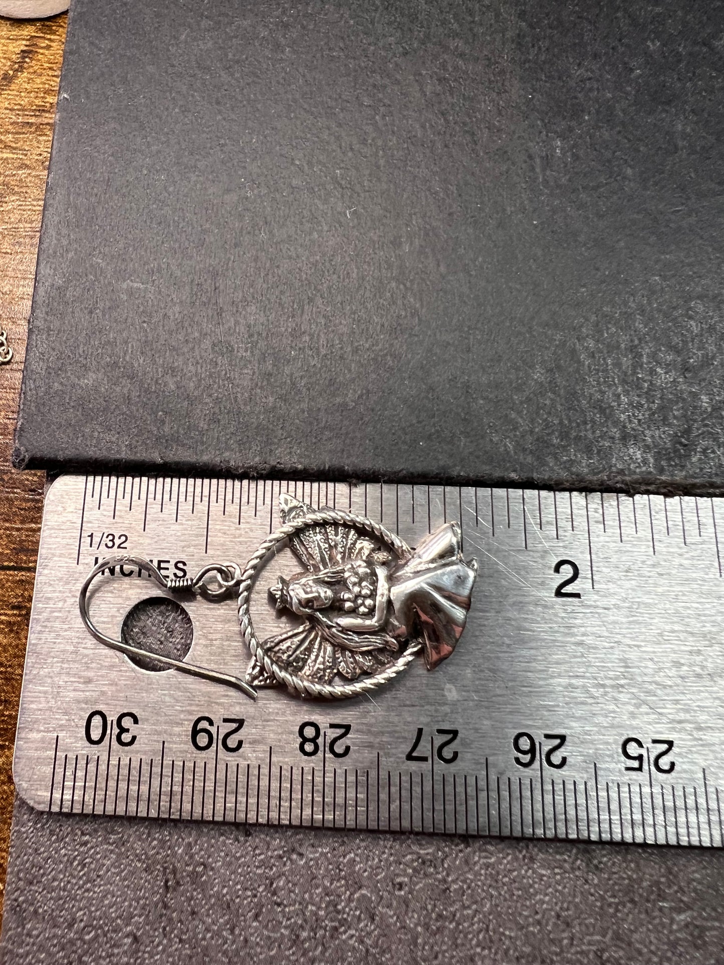 Vintage Sterling Silver Fairy Earrings • Detailed Wings & Floral Motif