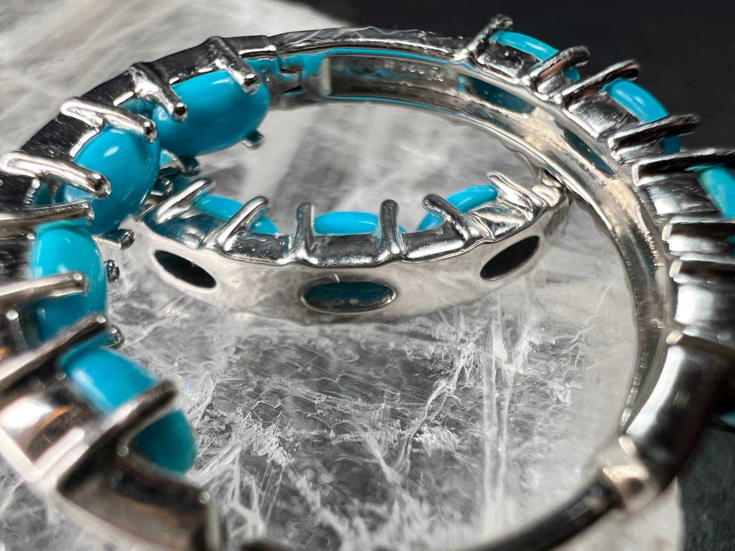 Sterling Silver Turquoise Inside Out Hoop Earrings 925 Estate Like New