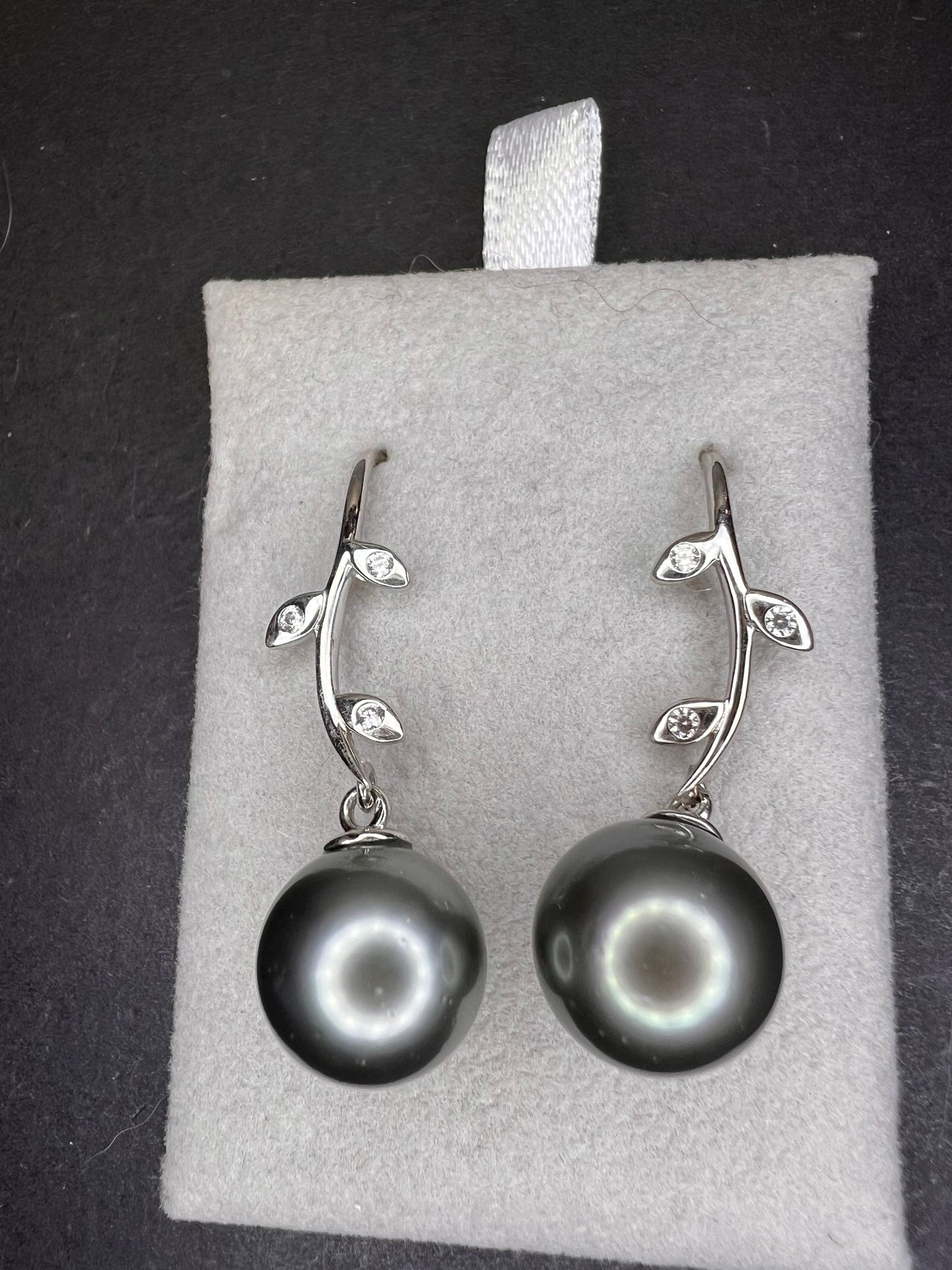 11mm Tahitian pearl sterling silver earrings