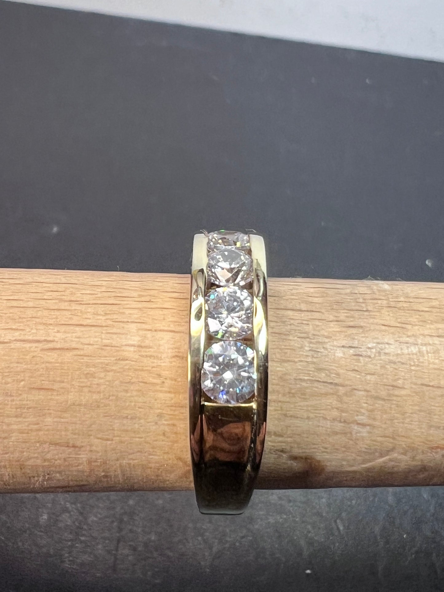 Vermeil gold and channel set CZ ring size 9