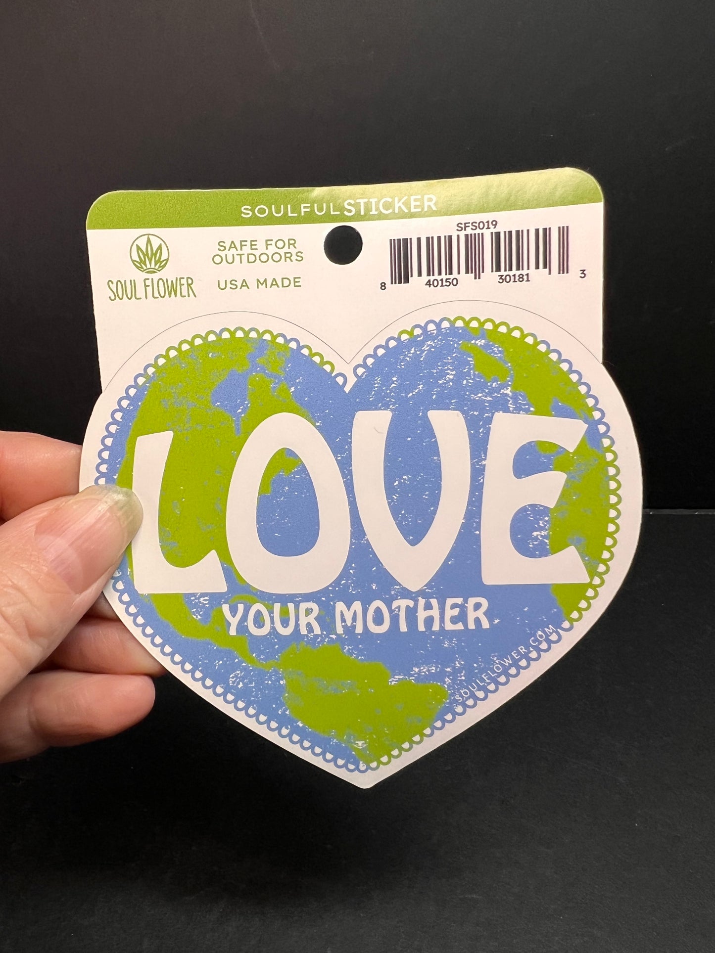 Soul Flower Love Your Mother Heart Earth Sticker – Eco Outdoor Decal