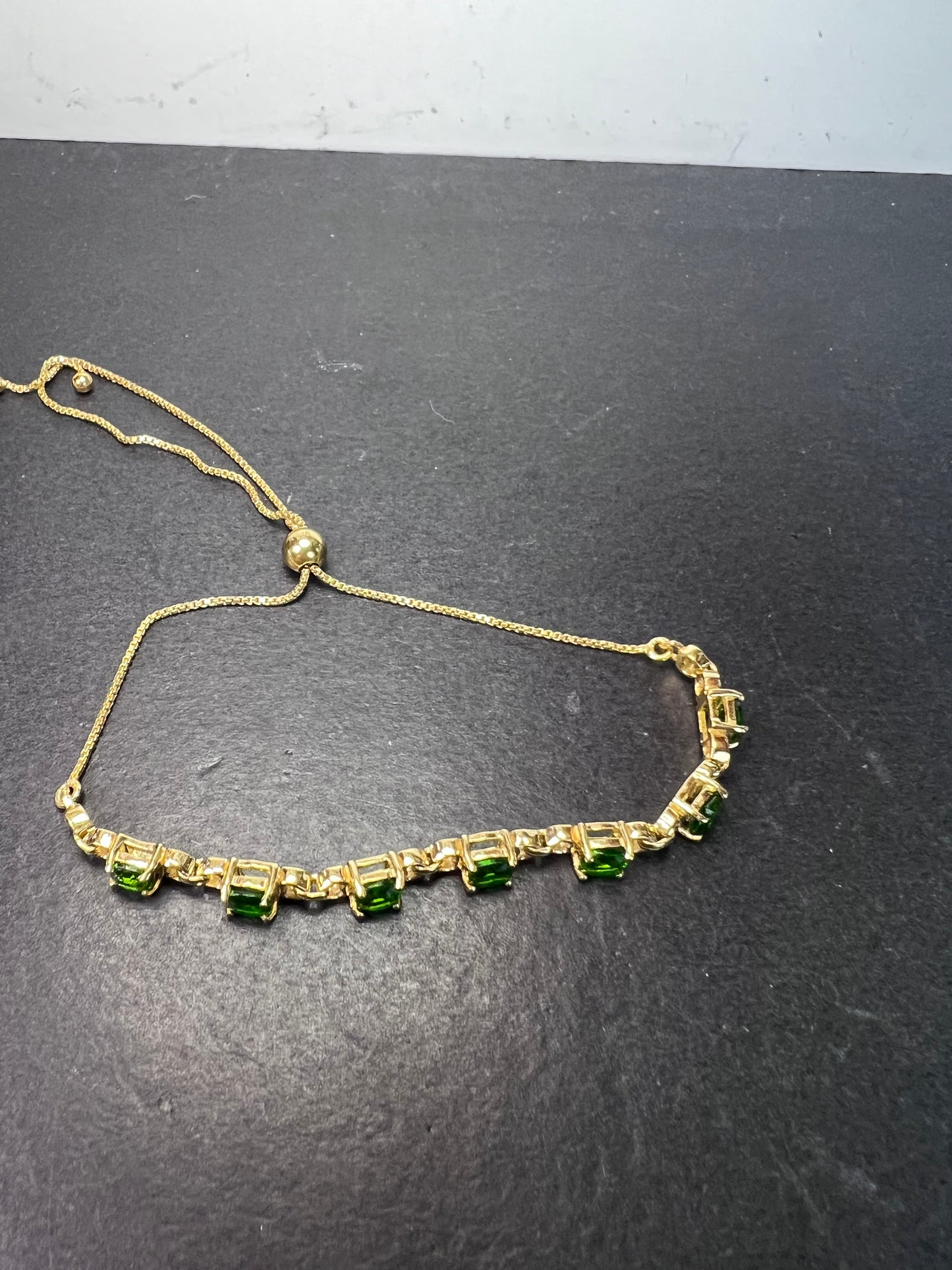 18k gold over sterling chrome diopside bolo bracelet